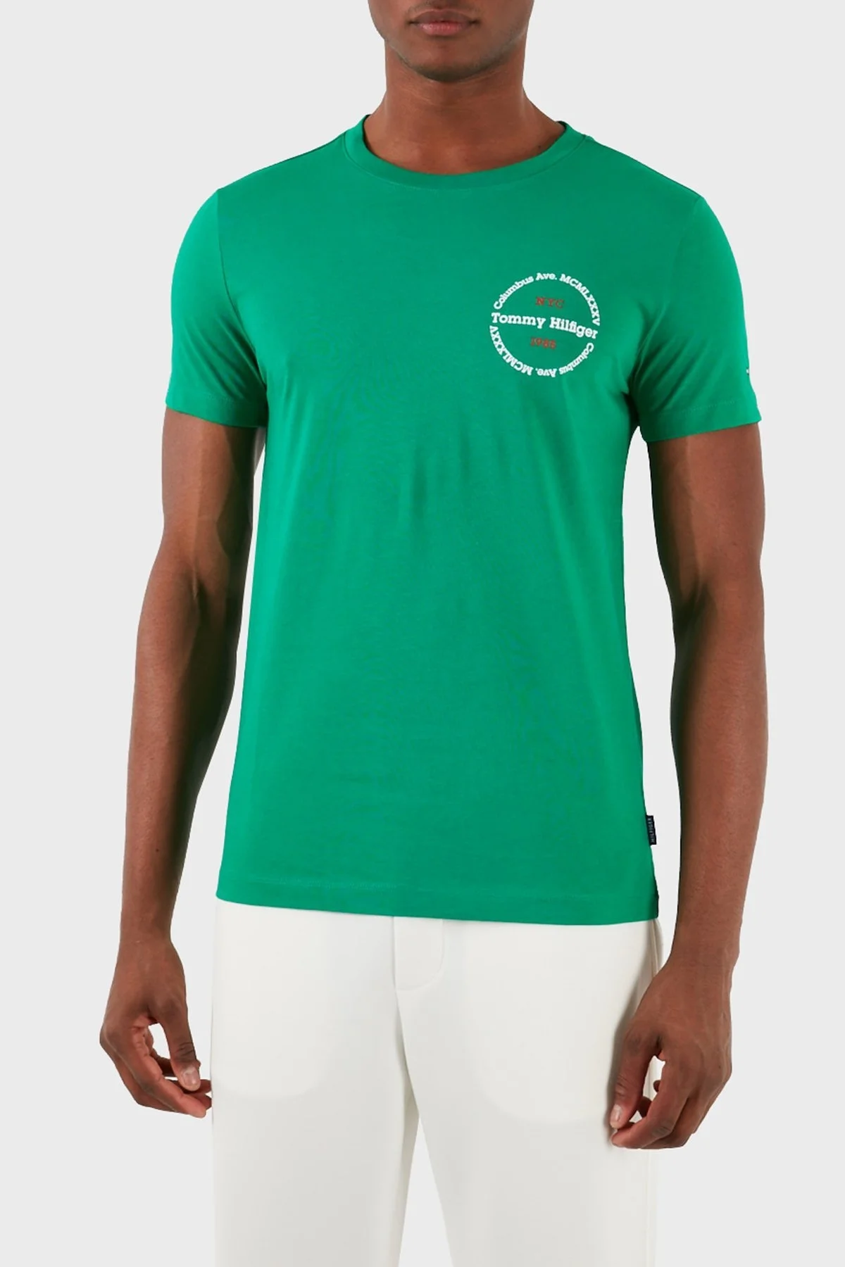 Tommy Hilfiger Pamuklu Slim Fit Erkek T Shirt MW0MW34390 L4B YEŞİL - 8