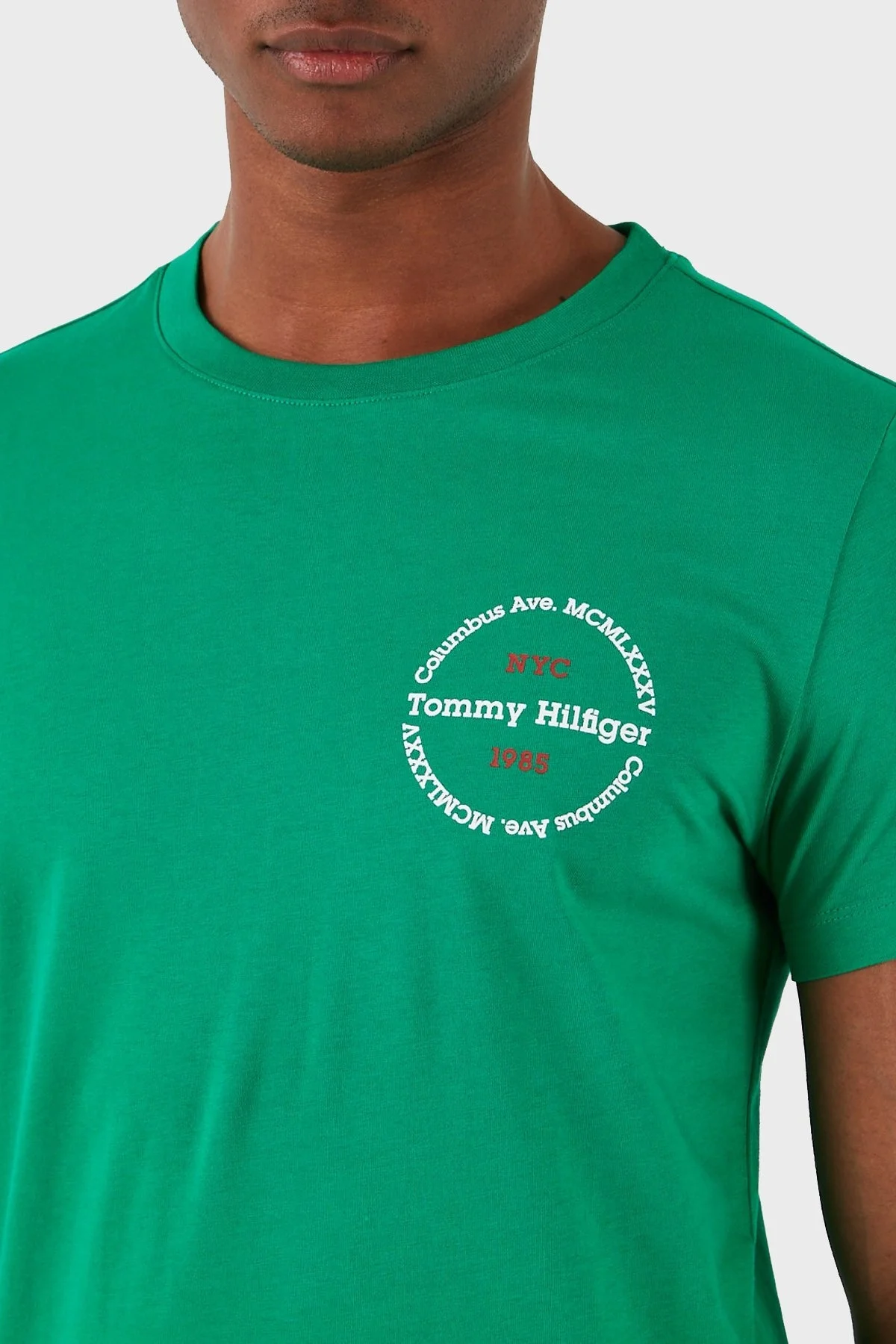 Tommy Hilfiger Pamuklu Slim Fit Erkek T Shirt MW0MW34390 L4B YEŞİL - 9