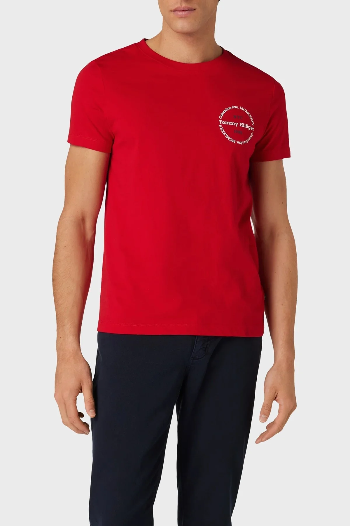 Tommy Hilfiger Pamuklu Slim Fit Erkek T Shirt MW0MW34390 XLG KIRMIZI - 1
