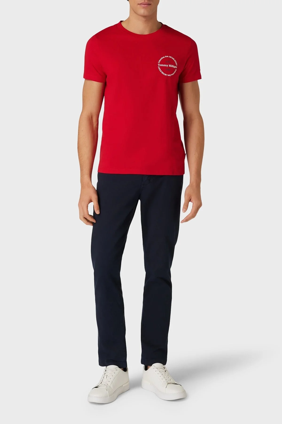 Tommy Hilfiger Pamuklu Slim Fit Erkek T Shirt MW0MW34390 XLG KIRMIZI - 3