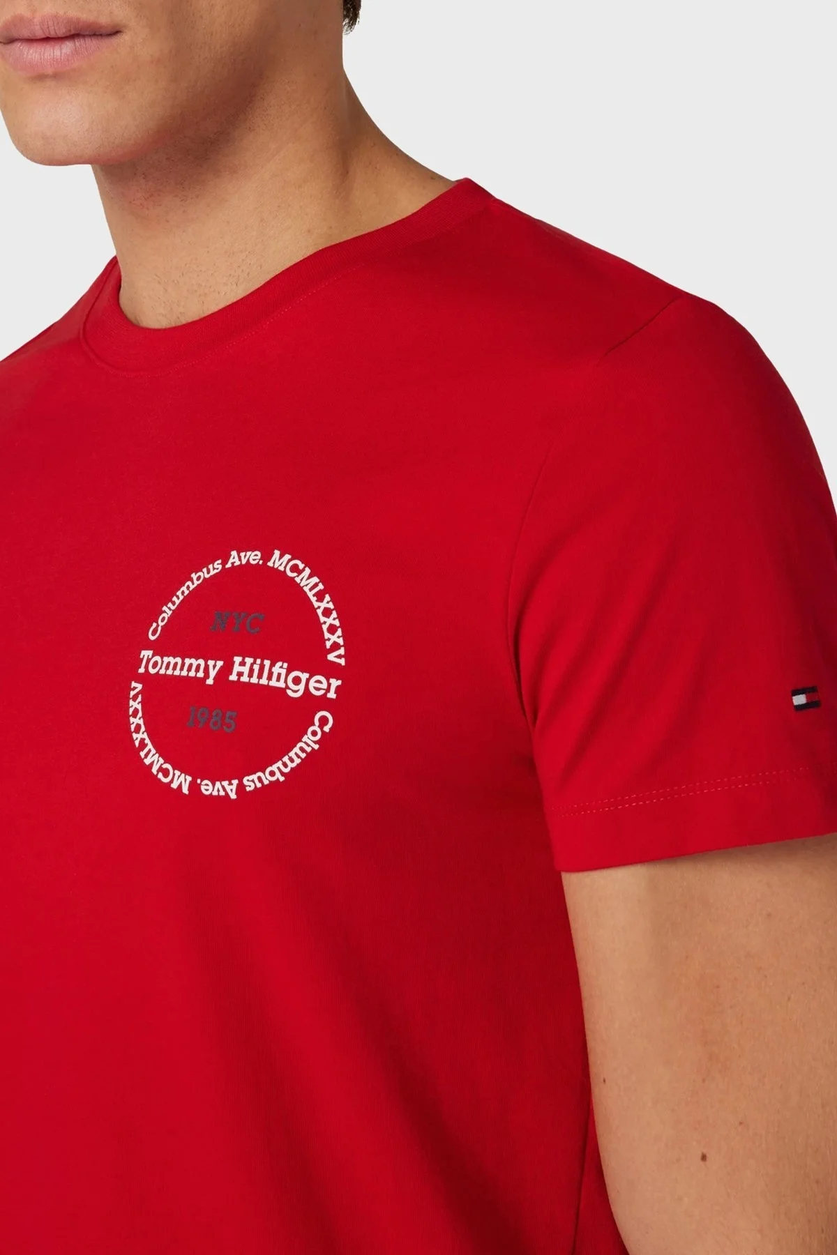 Tommy Hilfiger Pamuklu Slim Fit Erkek T Shirt MW0MW34390 XLG KIRMIZI - 4