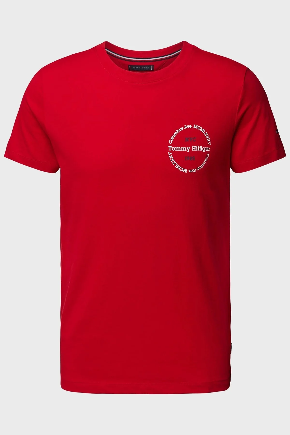 Tommy Hilfiger Pamuklu Slim Fit Erkek T Shirt MW0MW34390 XLG KIRMIZI - 5