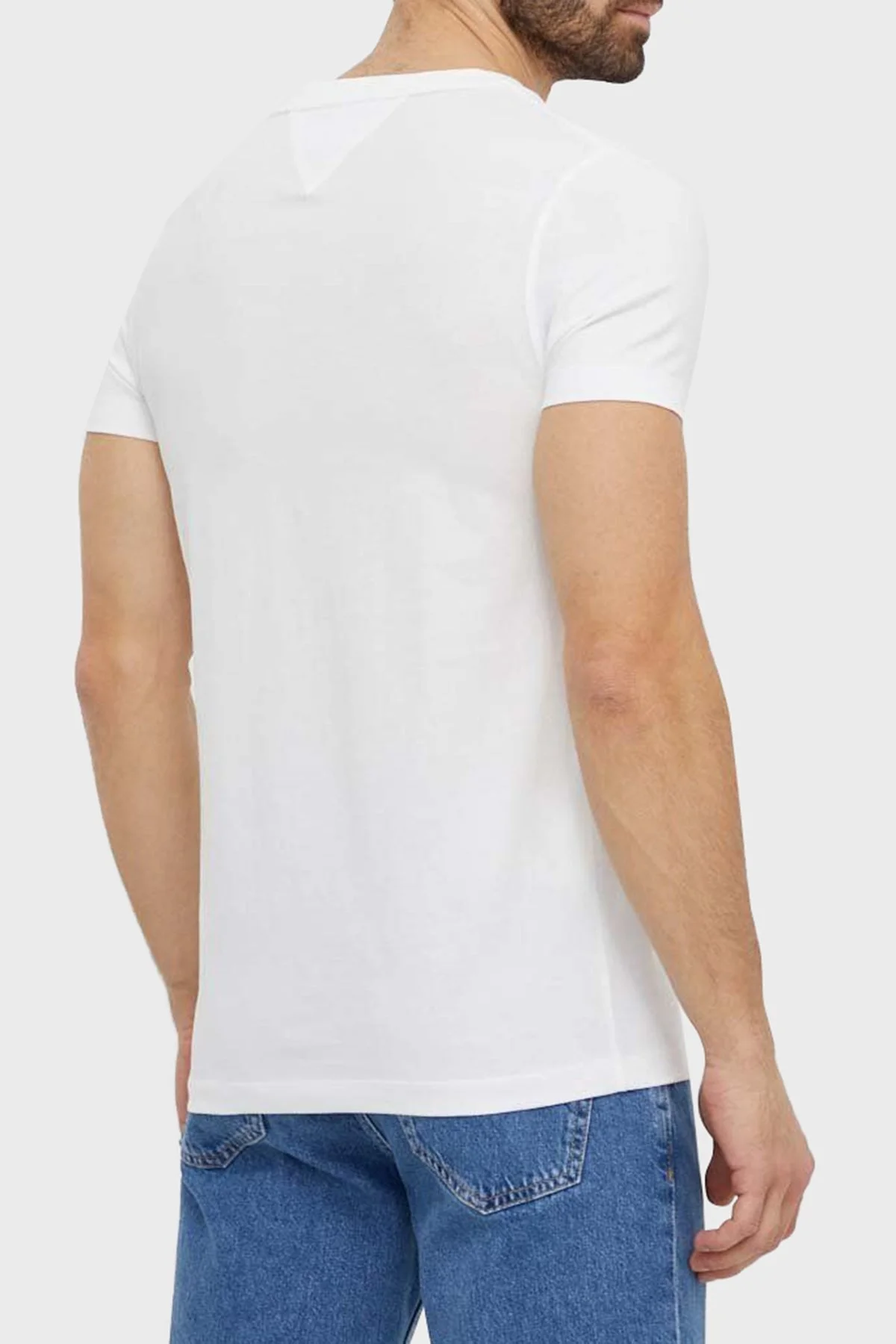Tommy Hilfiger Pamuklu Slim Fit Erkek T Shirt MW0MW34390 YBR BEYAZ - 2