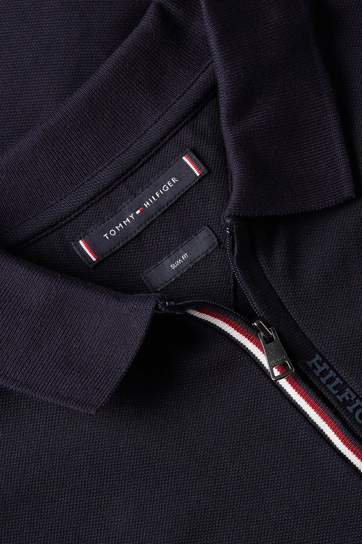 Tommy Hilfiger Pamuklu Slim Fit Fermuarlı Polo Yaka Erkek Sweat MW0MW33267 DW5 LACİVERT - 4