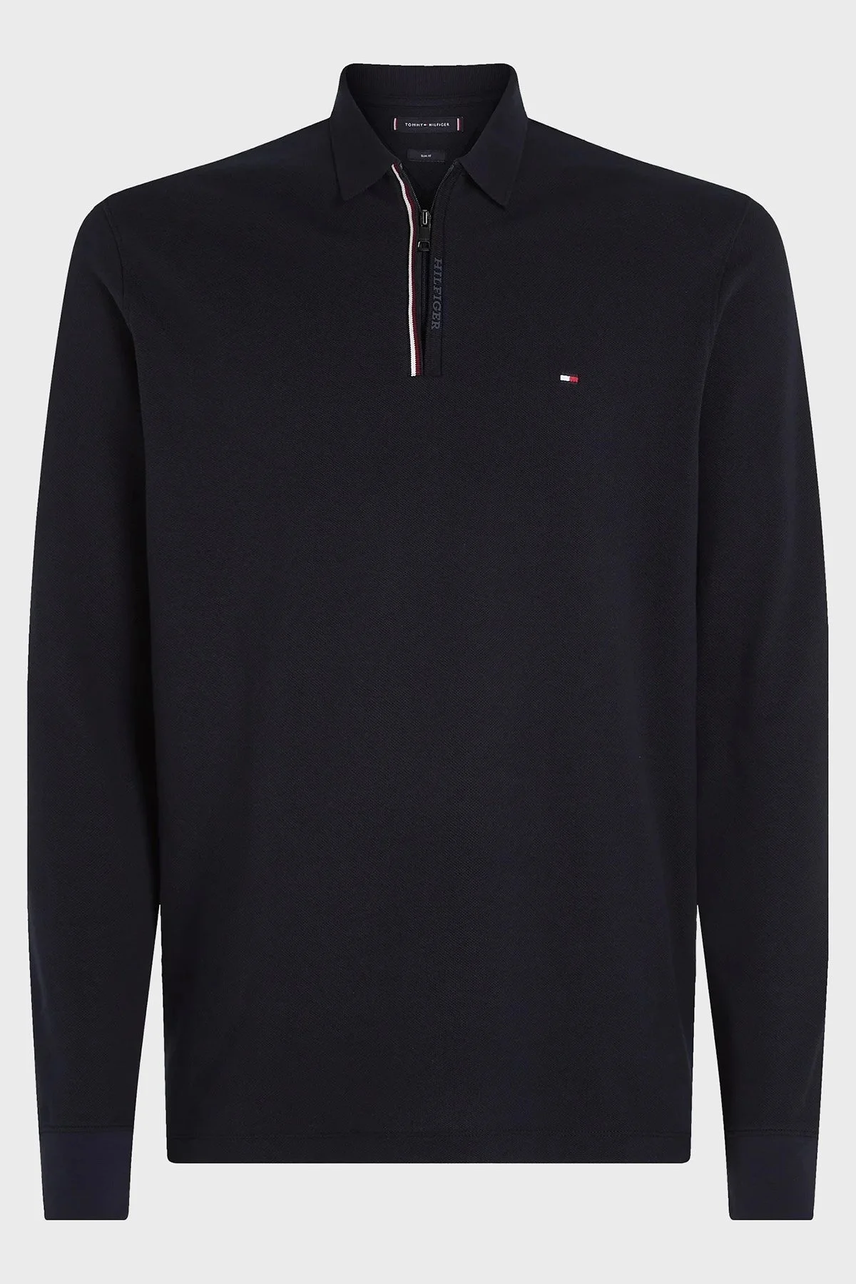 Tommy Hilfiger Pamuklu Slim Fit Fermuarlı Polo Yaka Erkek Sweat MW0MW33267 DW5 LACİVERT - 5
