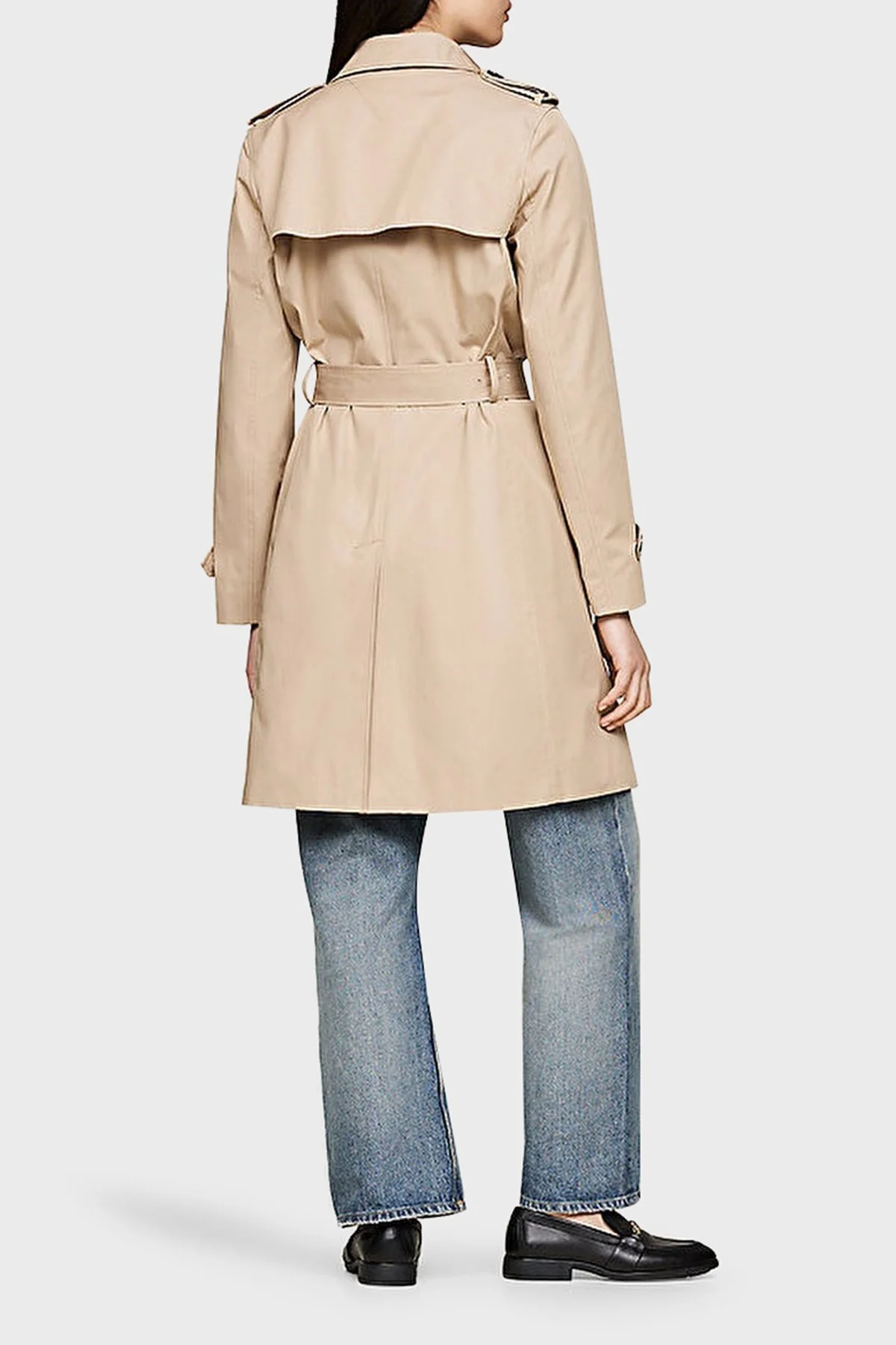Tommy Hilfiger Pamuklu Slim Fit Kemerli Bayan Trençkot WW0WW42133 AEG BEJ - 2