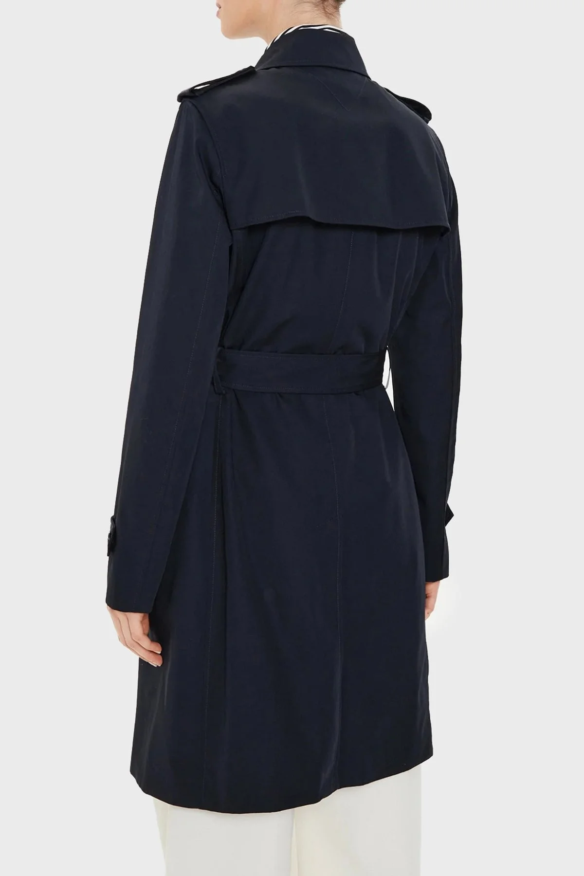 Tommy Hilfiger Pamuklu Slim Fit Kemerli Bayan Trençkot WW0WW42133 DW5 LACİVERT - 2