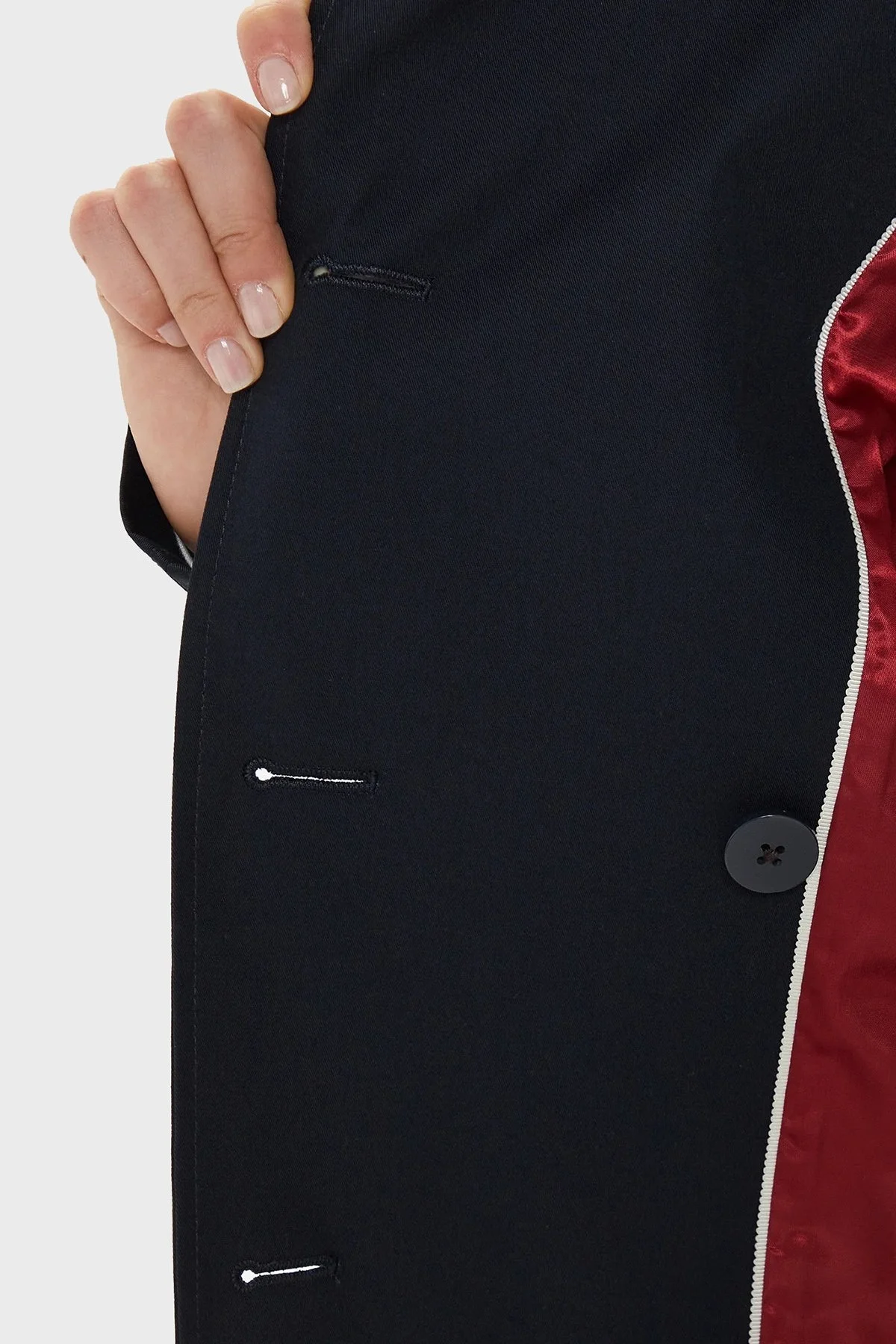 Tommy Hilfiger Pamuklu Slim Fit Kemerli Bayan Trençkot WW0WW42133 DW5 LACİVERT - 6