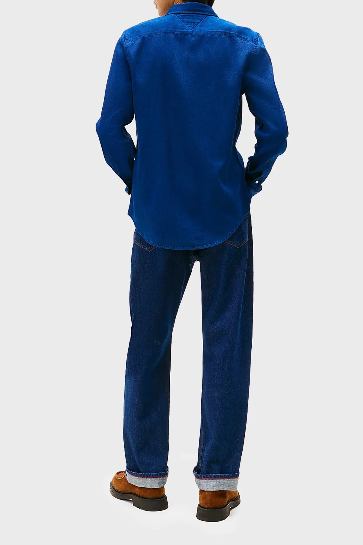 Tommy Hilfiger Pamuklu Slim Fit Klasik Yaka Uzun Kollu Erkek Gömlek MW0MW40498 0GY MAVİ - 3