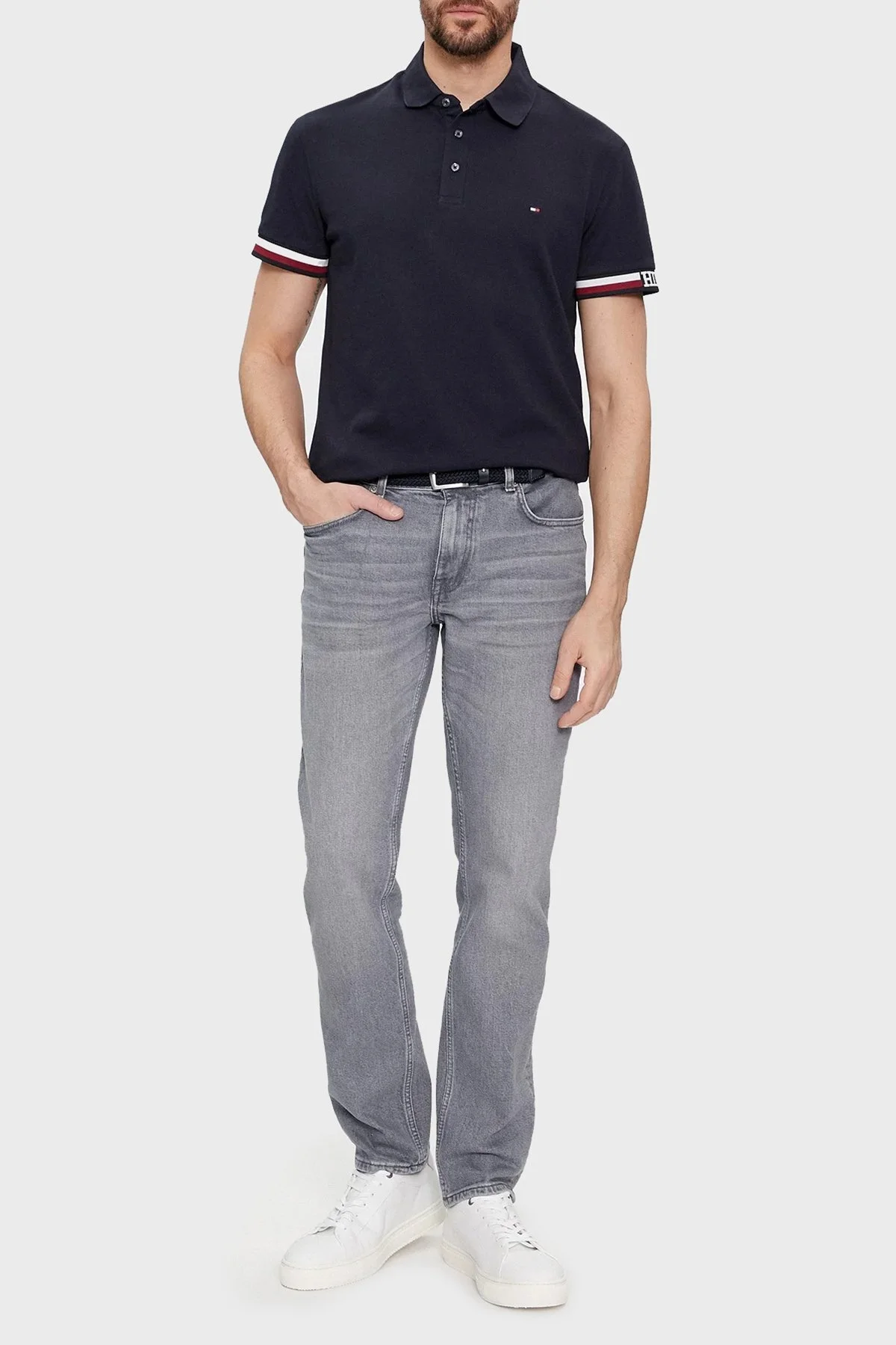Tommy Hilfiger Pamuklu Slim Fit Polo T Shirt Erkek Polo Yaka T Shirt MW0MW33585 DW5 LACİVERT - 7