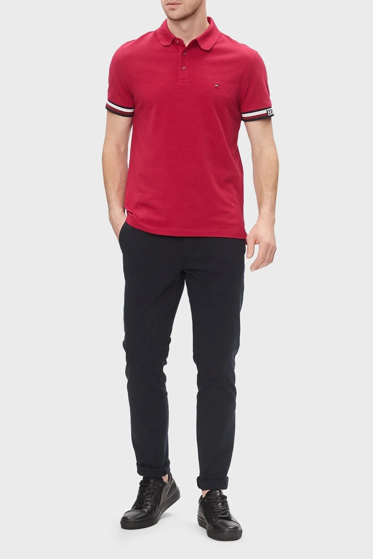 Tommy Hilfiger Pamuklu Slim Fit Polo T Shirt Erkek Polo Yaka T Shirt MW0MW33585 XJV KIRMIZI - 2