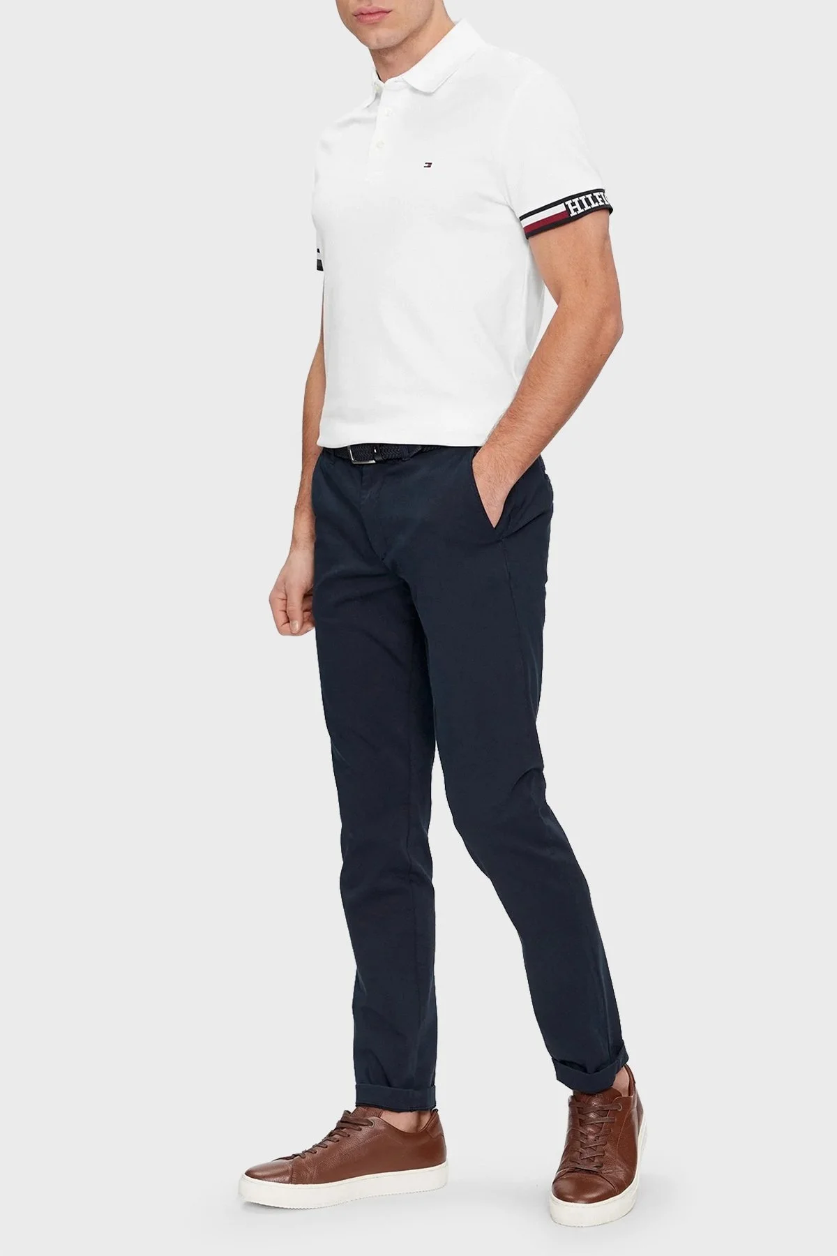 Tommy Hilfiger Pamuklu Slim Fit Polo T Shirt Erkek Polo Yaka T Shirt MW0MW33585 YBR BEYAZ - 2