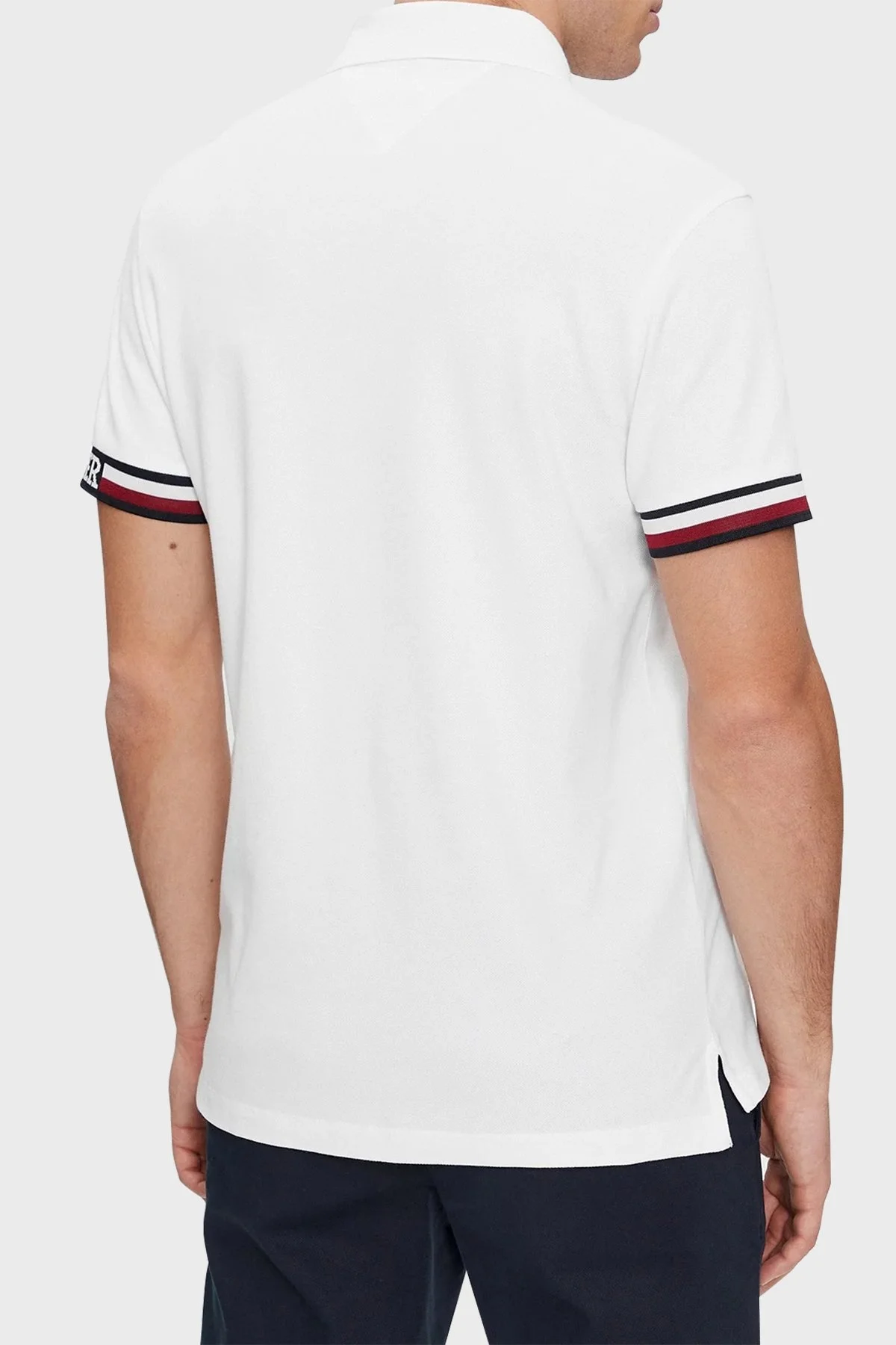 Tommy Hilfiger Pamuklu Slim Fit Polo T Shirt Erkek Polo Yaka T Shirt MW0MW33585 YBR BEYAZ - 3