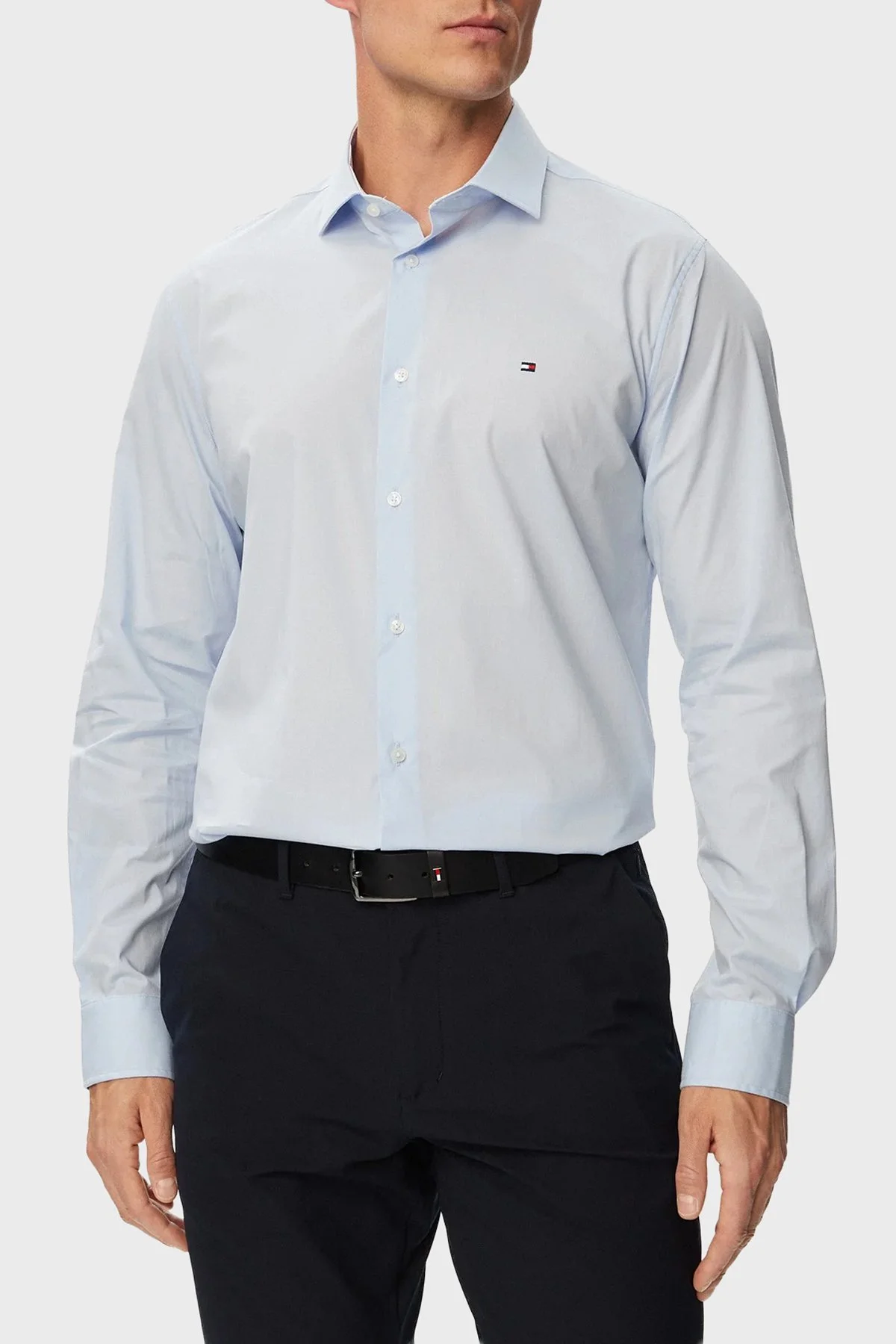 Tommy Hilfiger Pamuklu Slim Fit Uzun Kollu Erkek Gömlek MW0MW43749 C3Q Açık mavi - 1