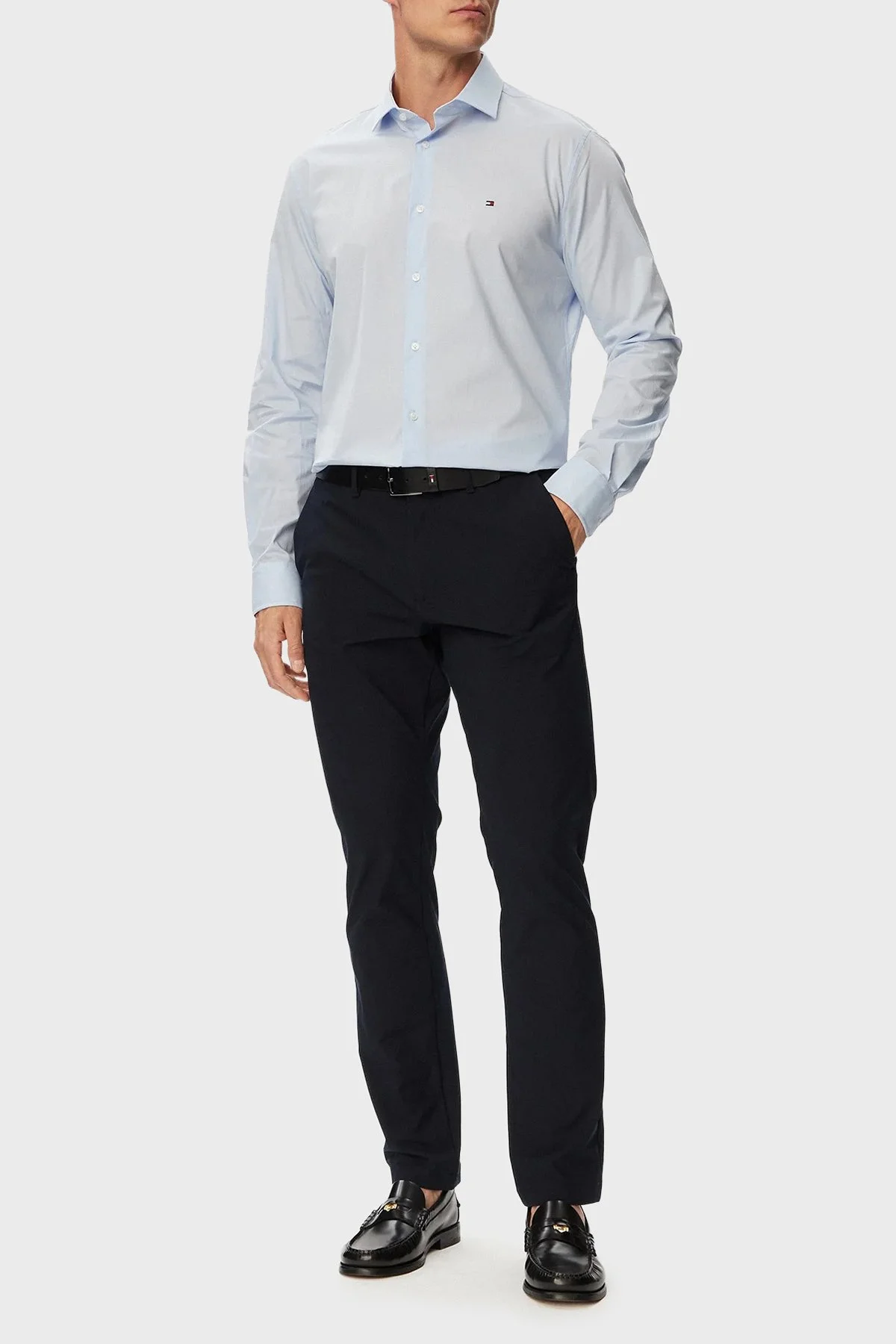 Tommy Hilfiger Pamuklu Slim Fit Uzun Kollu Erkek Gömlek MW0MW43749 C3Q Açık mavi - 2