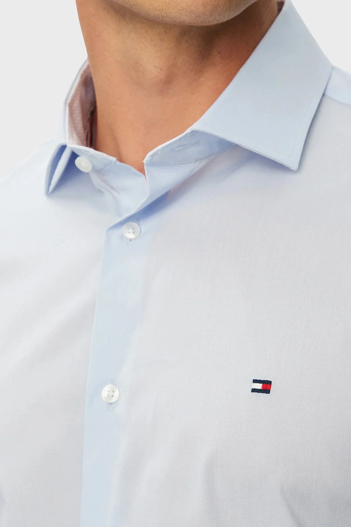 Tommy Hilfiger Pamuklu Slim Fit Uzun Kollu Erkek Gömlek MW0MW43749 C3Q Açık mavi - 4