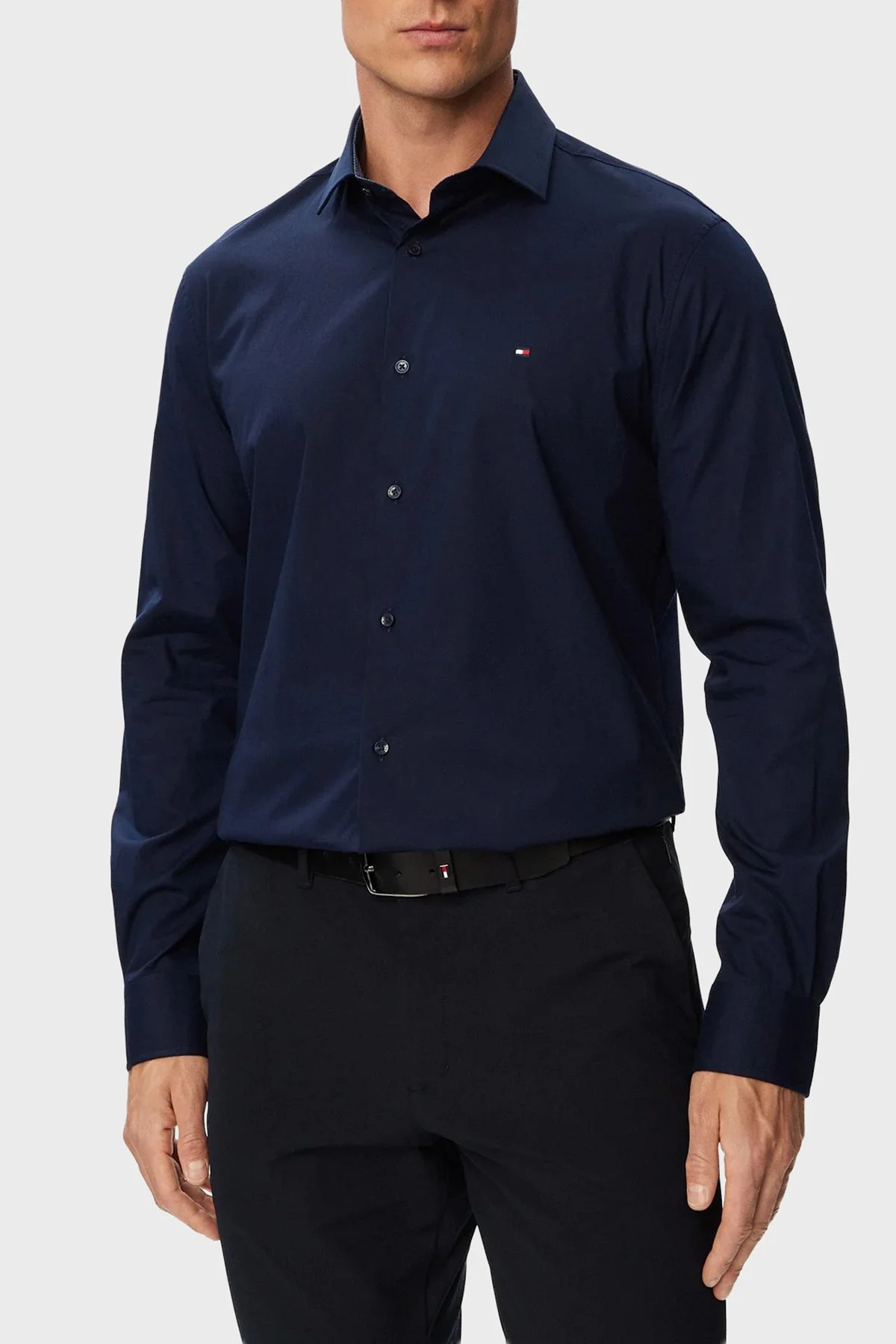 Tommy Hilfiger Pamuklu Slim Fit Uzun Kollu Erkek Gömlek MW0MW43749 DCC Lacivert - 1