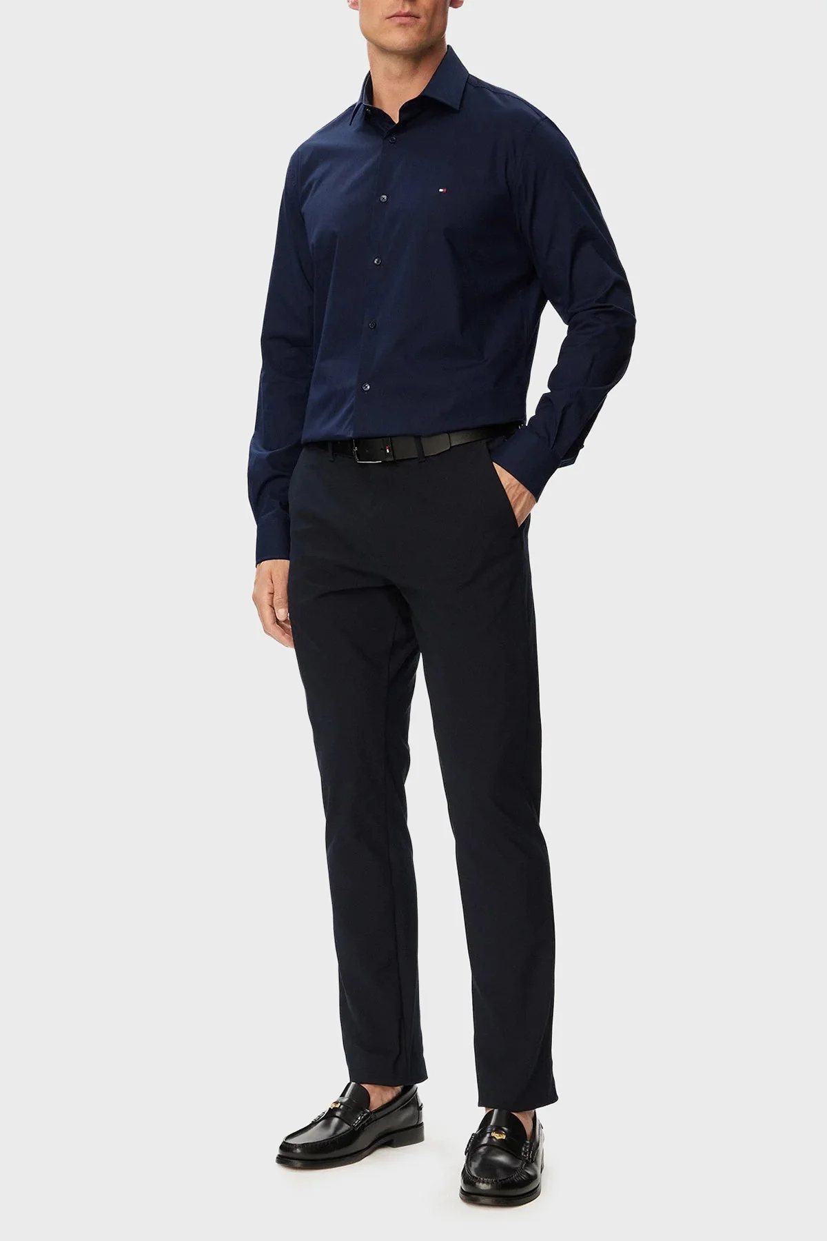 Tommy Hilfiger Pamuklu Slim Fit Uzun Kollu Erkek Gömlek MW0MW43749 DCC Lacivert - 2