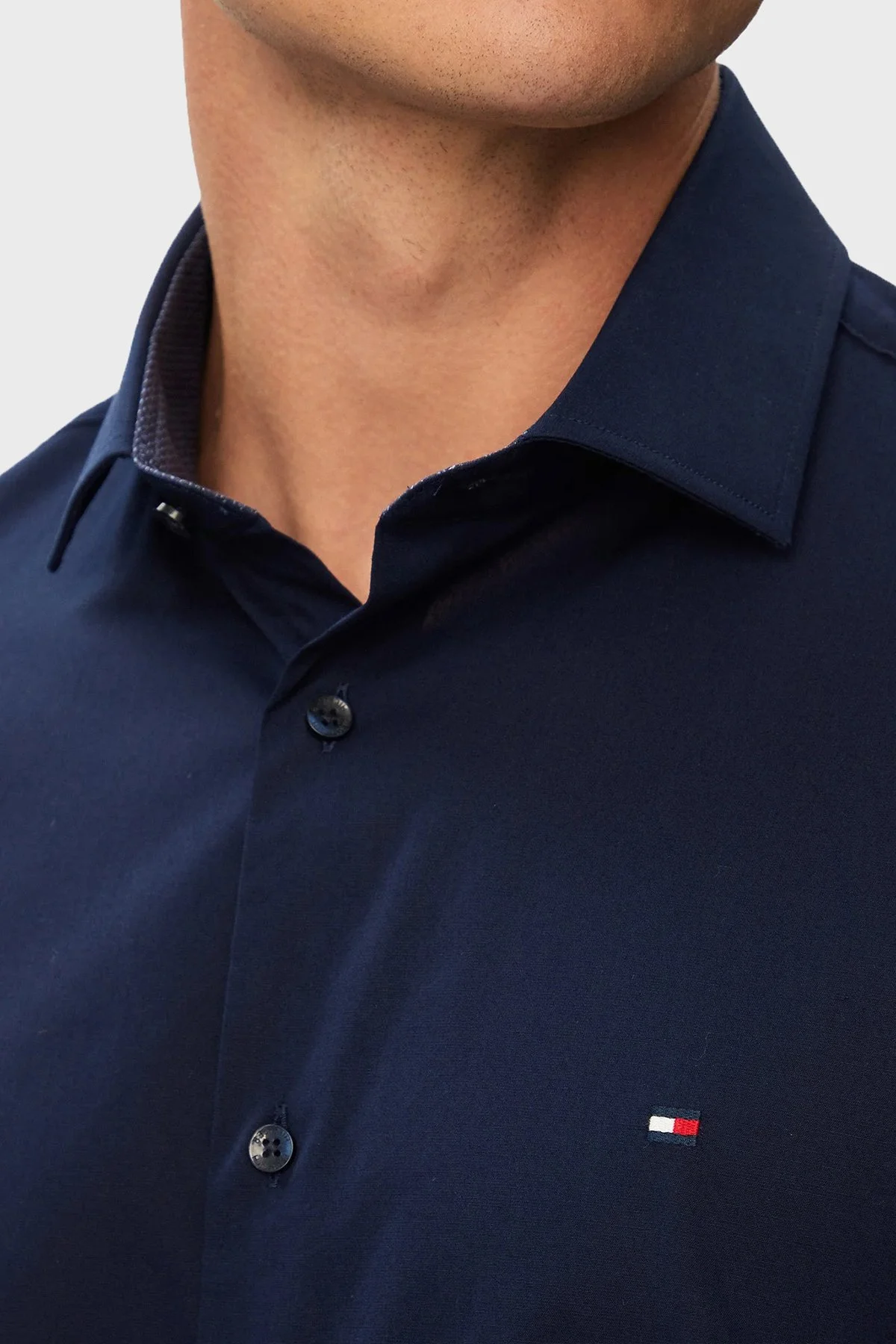 Tommy Hilfiger Pamuklu Slim Fit Uzun Kollu Erkek Gömlek MW0MW43749 DCC Lacivert - 4