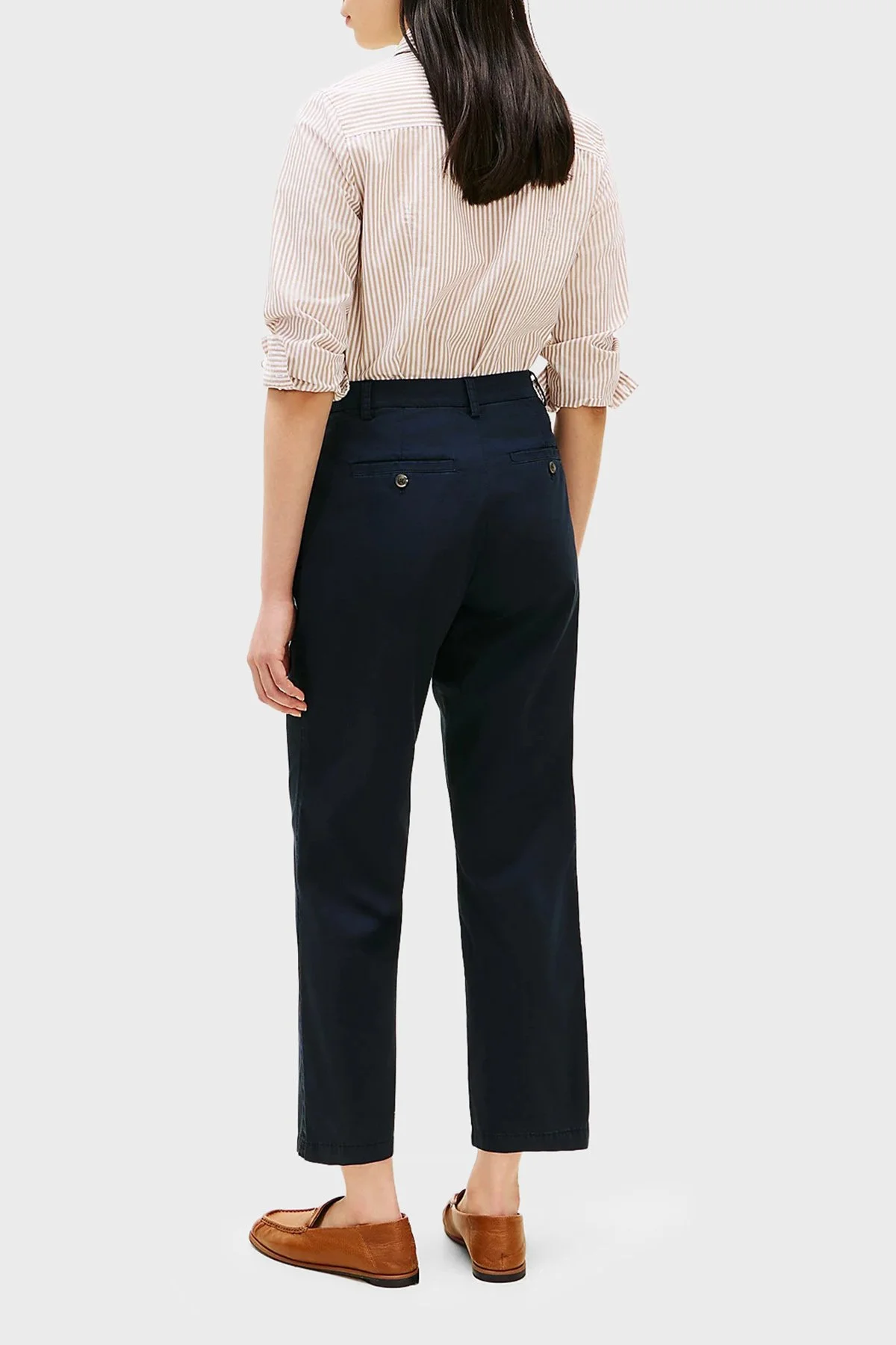 Tommy Hilfiger Pamuklu Slim Fit Yüksek Bel Kadın Pantolon WW0WW49647 C1G LACİVERT - 3
