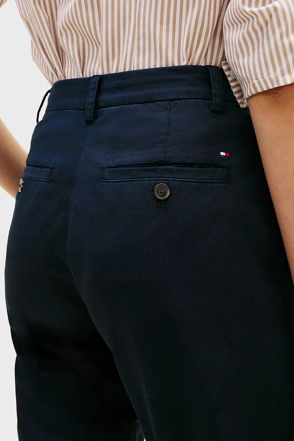 Tommy Hilfiger Pamuklu Slim Fit Yüksek Bel Kadın Pantolon WW0WW49647 C1G LACİVERT - 4