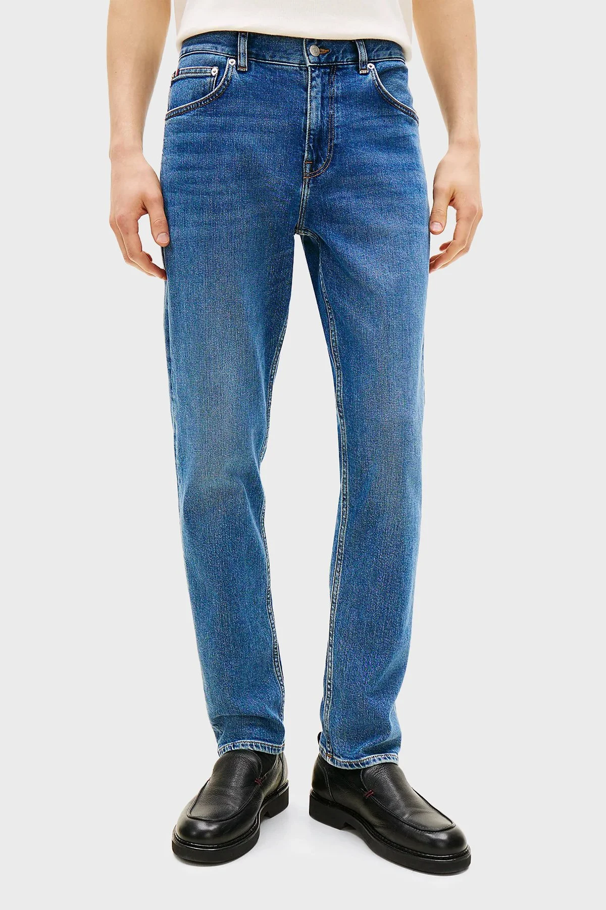 Tommy Hilfiger Pamuklu Straight Fit Düz Paça Jeans Erkek Kot Pantolon MW0MW41901 1BD MAVİ - 2