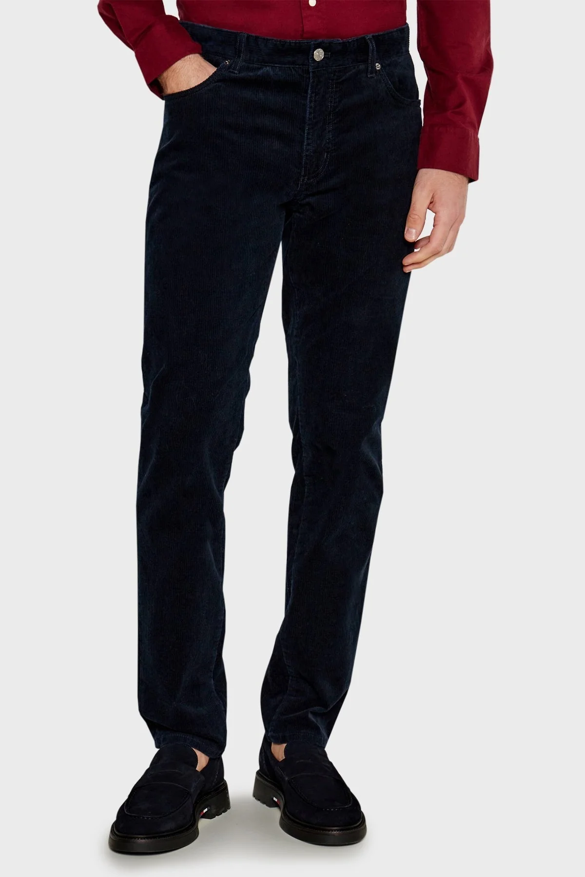 Tommy Hilfiger Pamuklu Straight Fit Düz Paça Kadife Erkek Pantolon MW0MW36696 DW5 LACİVERT - 6