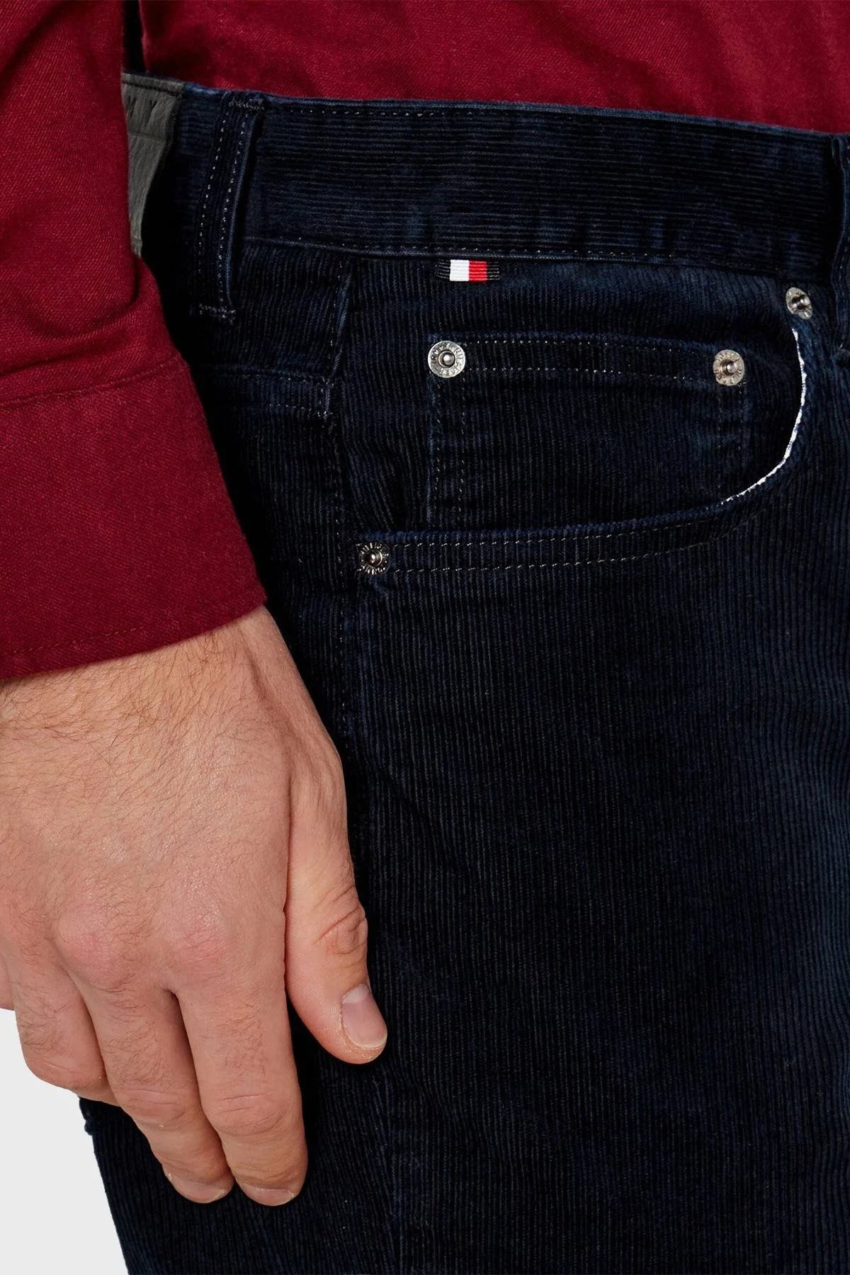 Tommy Hilfiger Pamuklu Straight Fit Düz Paça Kadife Erkek Pantolon MW0MW36696 DW5 LACİVERT - 9