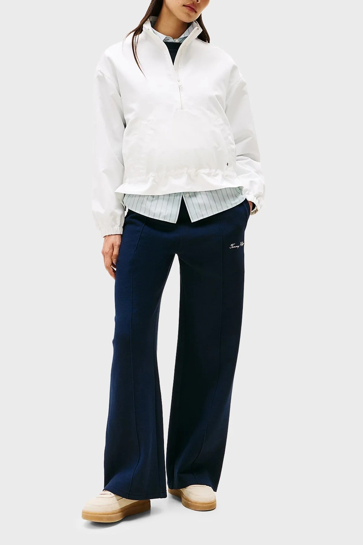 Tommy Hilfiger Pamuklu Straight Fit Normal Bel Düz Paça Bayan Pantolon WW0WW45744 C1G LACİVERT - 1