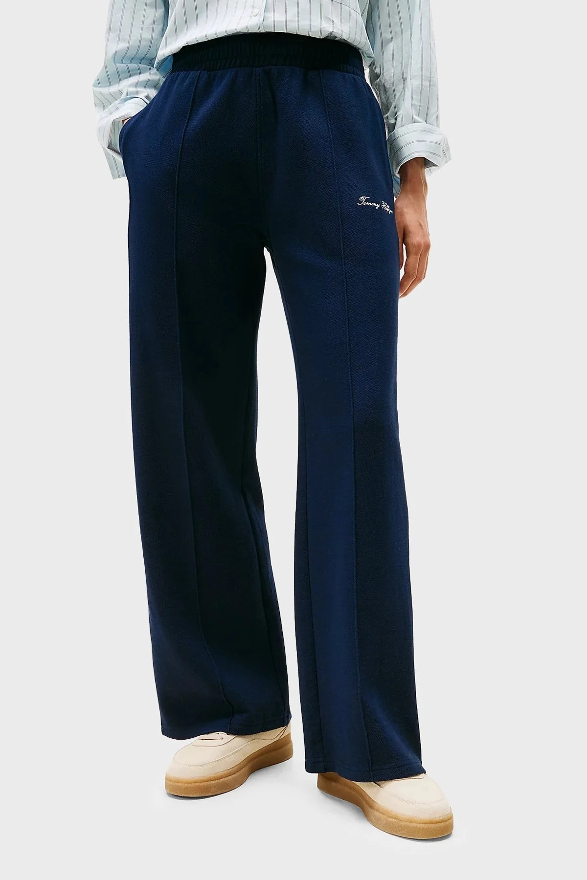 Tommy Hilfiger Pamuklu Straight Fit Normal Bel Düz Paça Bayan Pantolon WW0WW45744 C1G LACİVERT - 2