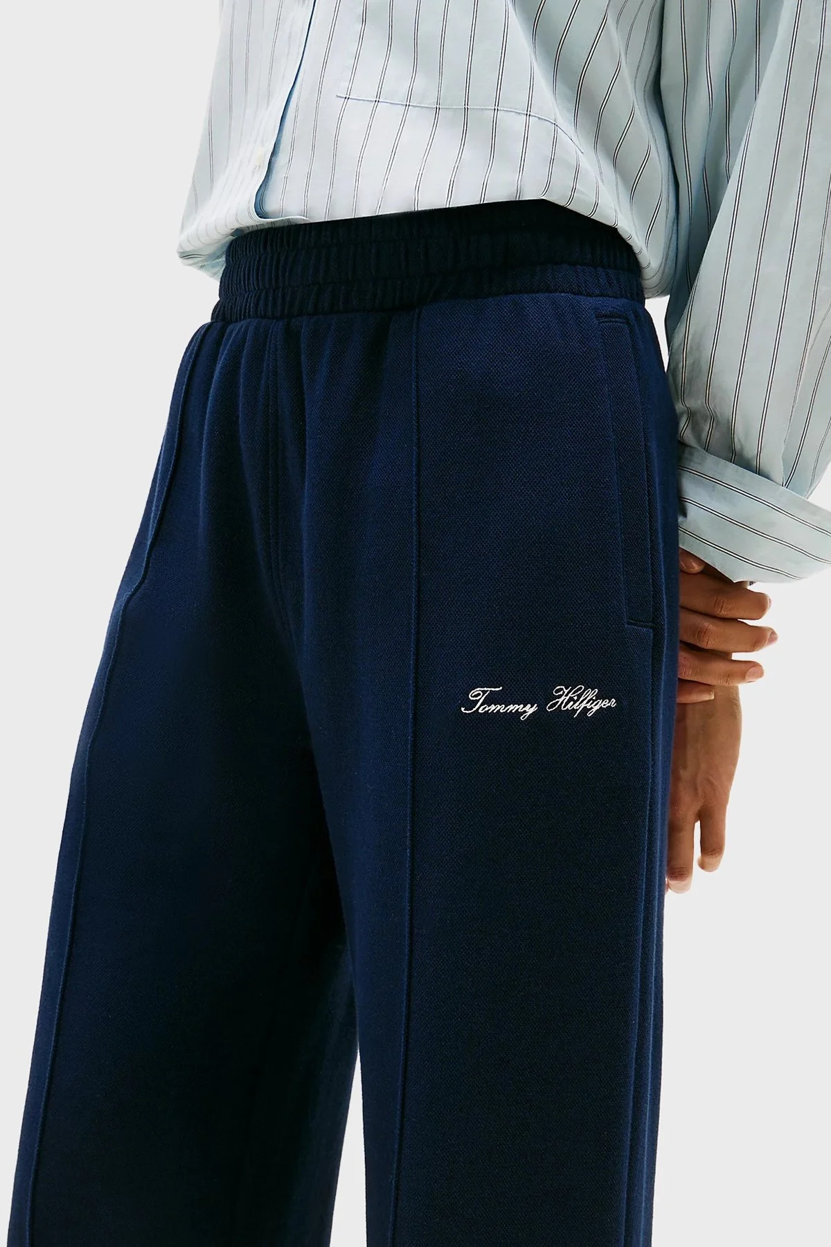 Tommy Hilfiger Pamuklu Straight Fit Normal Bel Düz Paça Bayan Pantolon WW0WW45744 C1G LACİVERT - 3