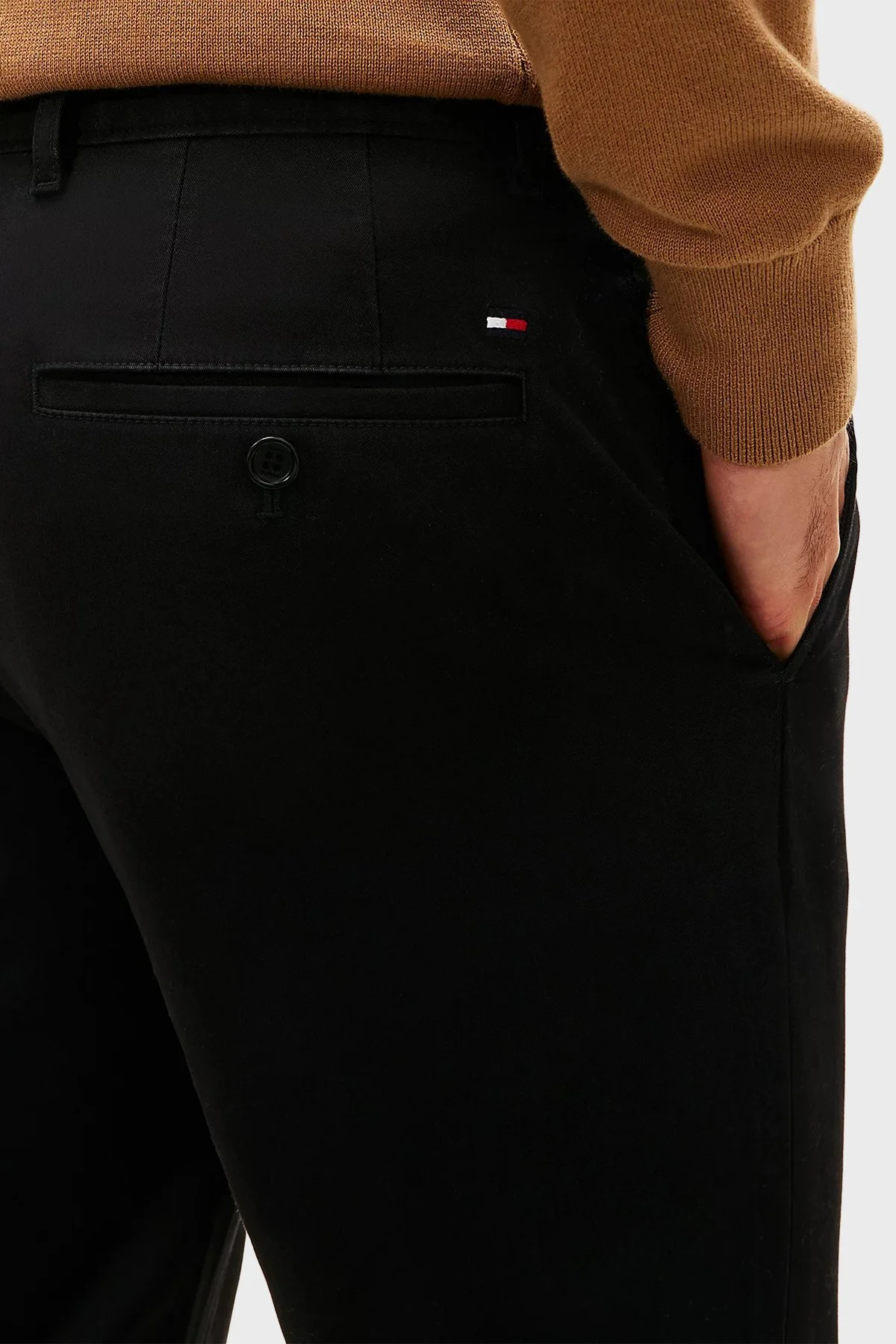 Tommy Hilfiger Pamuklu Straight Fit Normal Bel Düz Paça Erkek Pantolon MW0MW40262 BDS SİYAH - 4