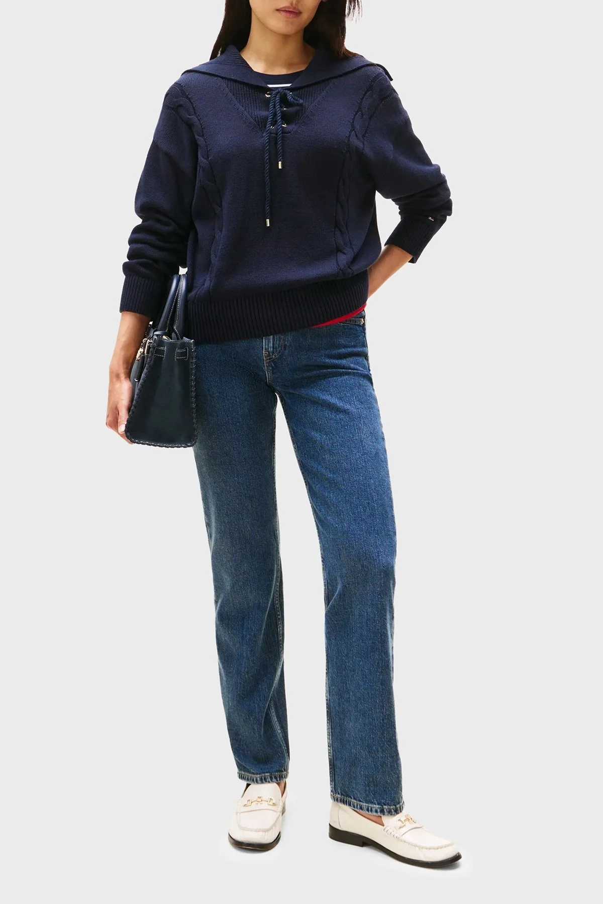 Tommy Hilfiger Pamuklu Straight Fit Normal Bel Düz Paça Jeans Bayan Kot Pantolon WW0WW45672 1BK MAVİ - 2