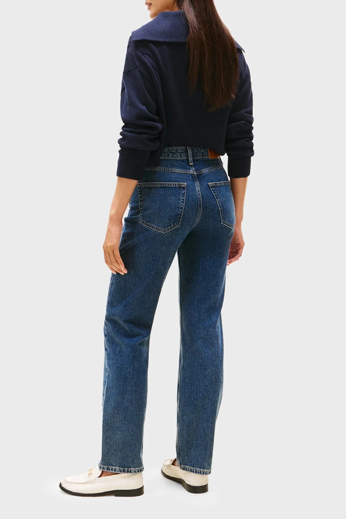 Tommy Hilfiger Pamuklu Straight Fit Normal Bel Düz Paça Jeans Bayan Kot Pantolon WW0WW45672 1BK MAVİ - 3