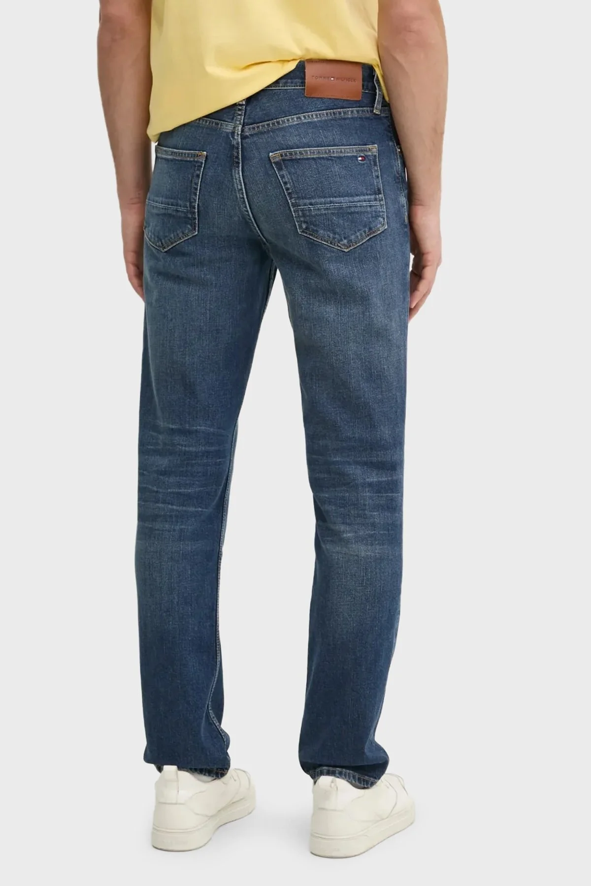 Tommy Hilfiger Pamuklu Straight Fit Normal Bel Düz Paça Jeans Erkek Kot Pantolon MW0MW38826 1BD MAVİ - 7
