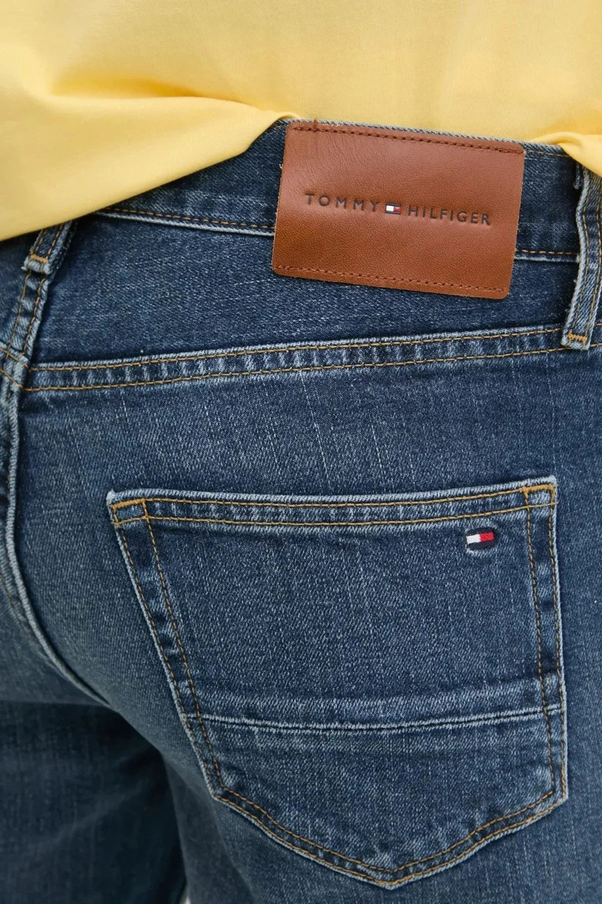 Tommy Hilfiger Pamuklu Straight Fit Normal Bel Düz Paça Jeans Erkek Kot Pantolon MW0MW38826 1BD MAVİ - 8