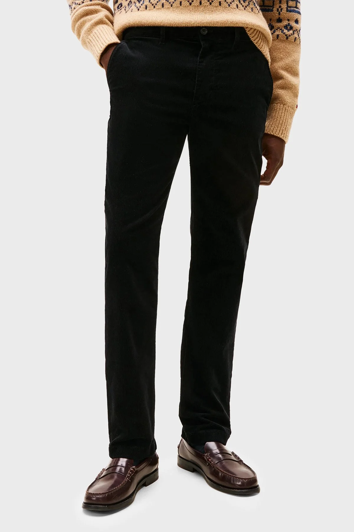 Tommy Hilfiger Pamuklu Straight Fit Normal Bel Kadife Erkek Pantolon MW0MW40267 BDS SİYAH - 1