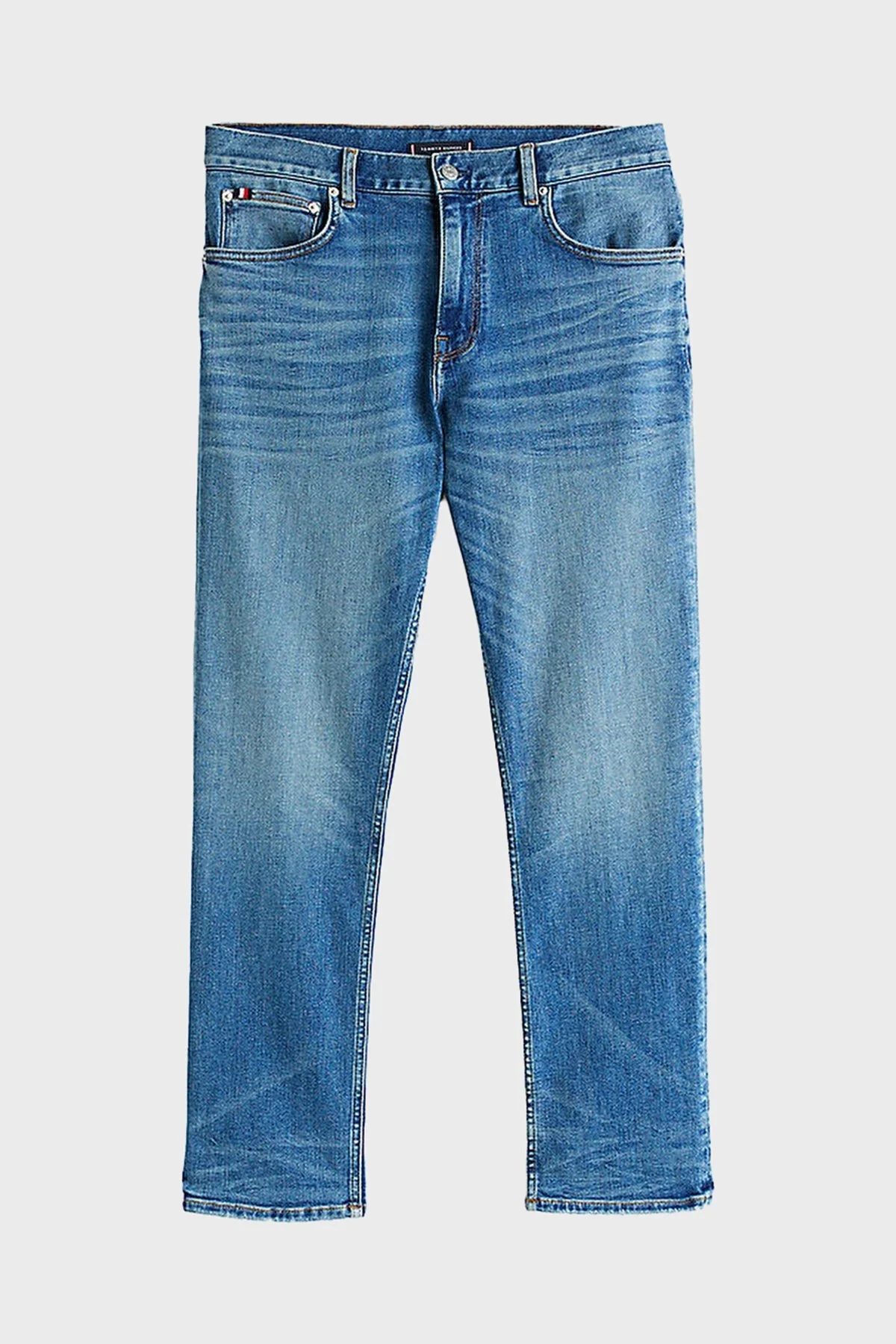 Tommy Hilfiger Pamuklu Straight Fit Normal Düz Paça Jeans Erkek Kot Pantolon MW0MW38814 1BA AÇIK MAVİ - 10