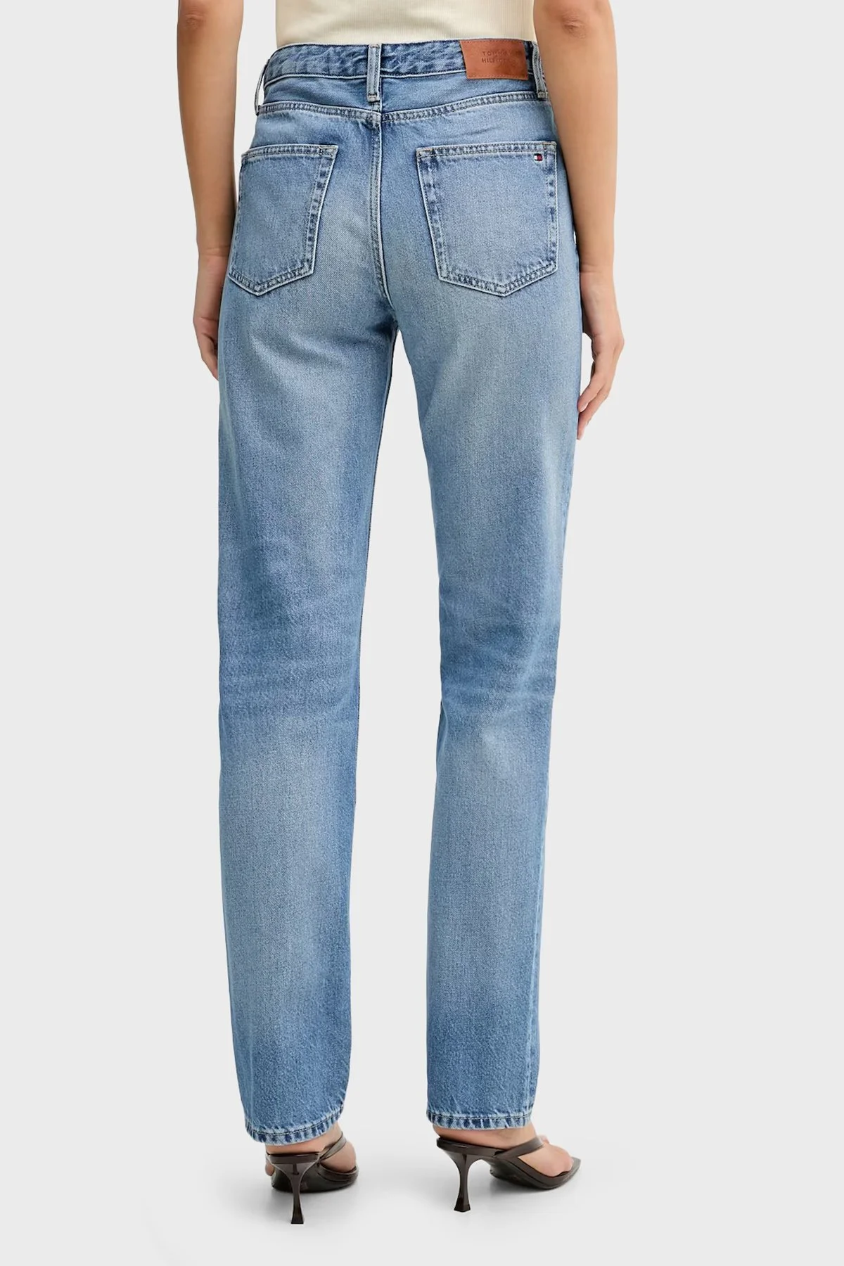 Tommy Hilfiger Pamuklu Straight Fit Orta Bel Jeans Kadın Kot Pantolon WW0WW48569 1A7 MAVİ - 3