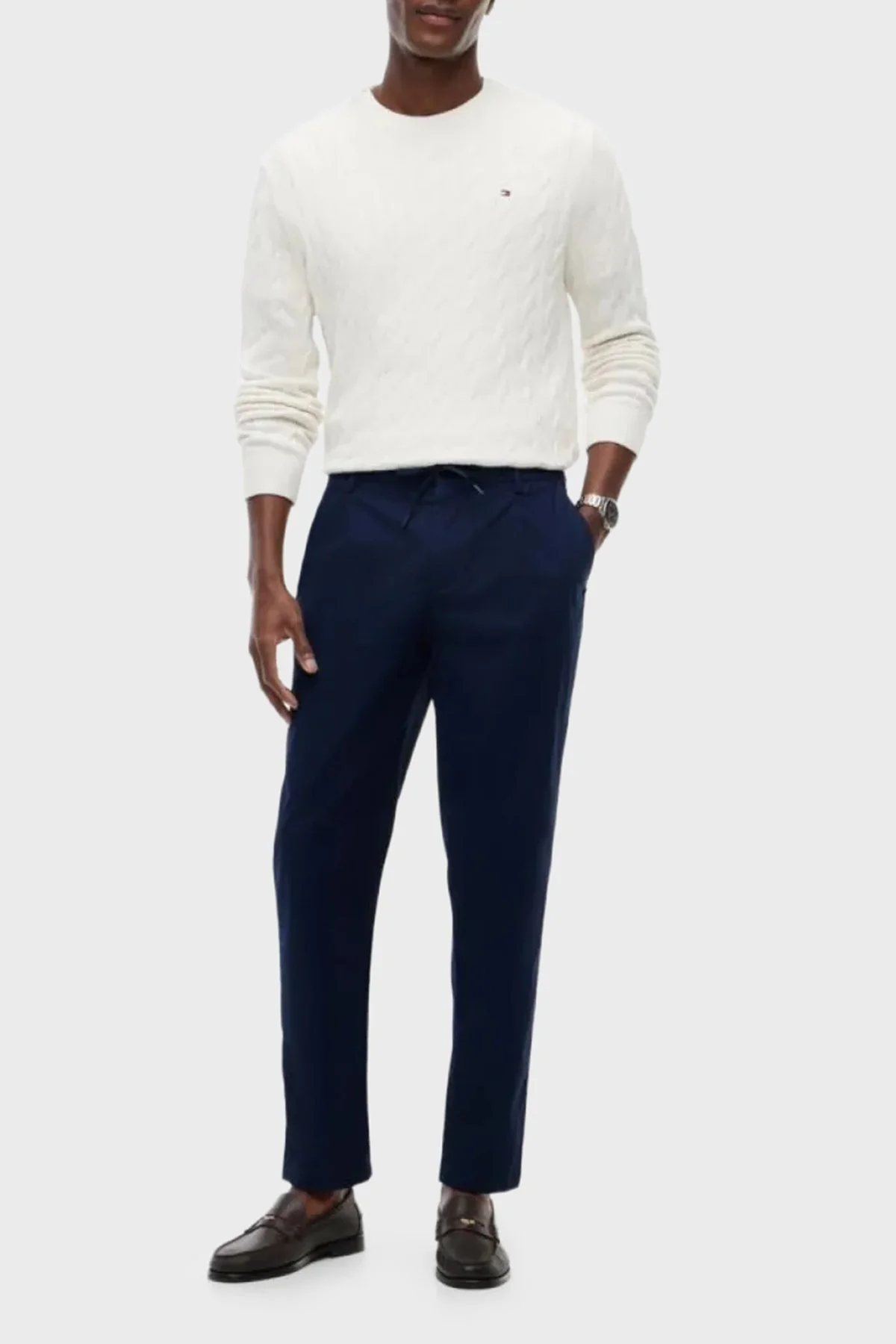 Tommy Hilfiger Pamuklu Tapered Fit Daralan Paça Erkek Pantolon MW0MW39702 DCC Lacivert - 2