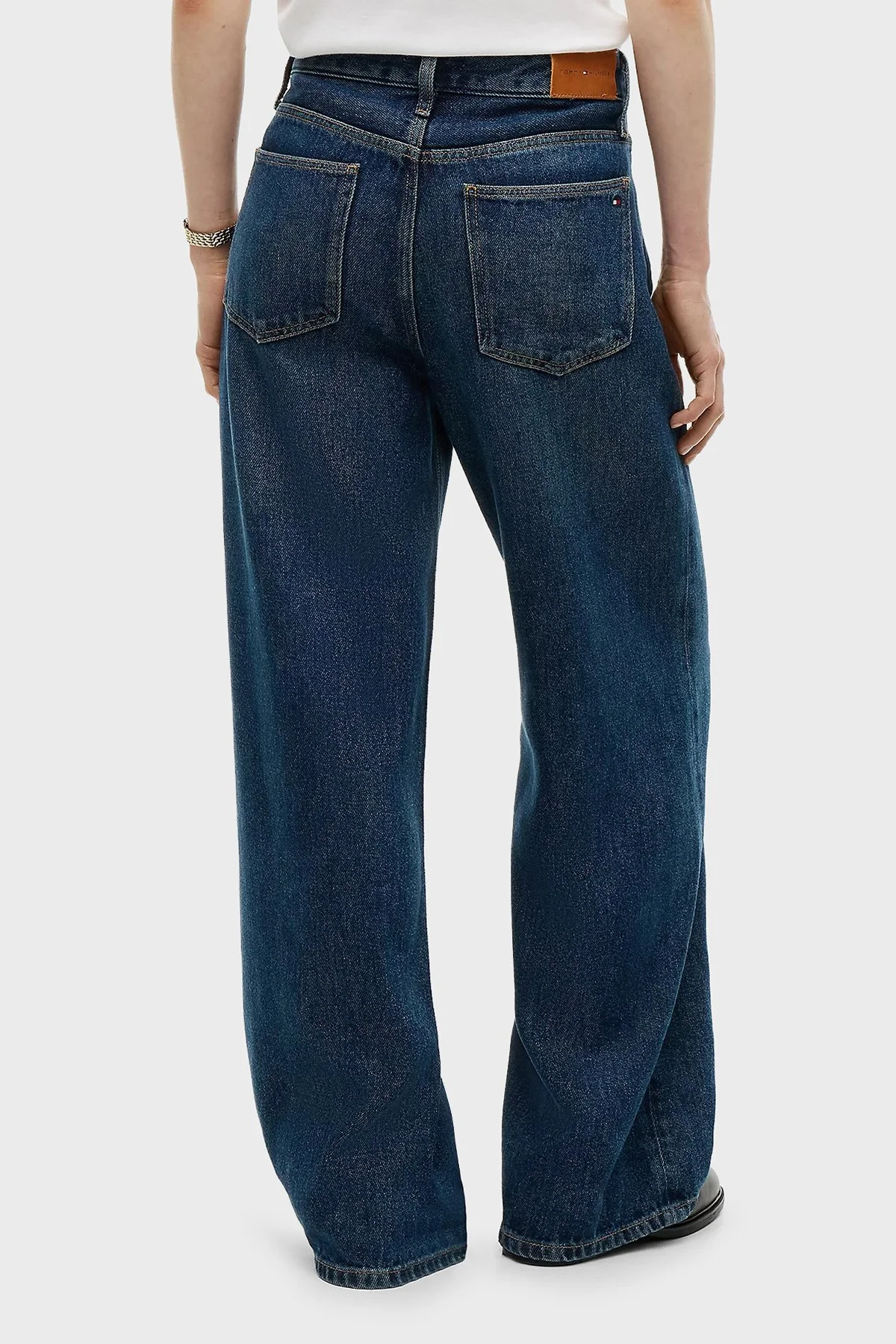 Tommy Hilfiger Pamuklu Wide Leg Fit Bol Paça Jeans Kadın Kot Pantolon WW0WW51488 1BM Koyu mavi - 3