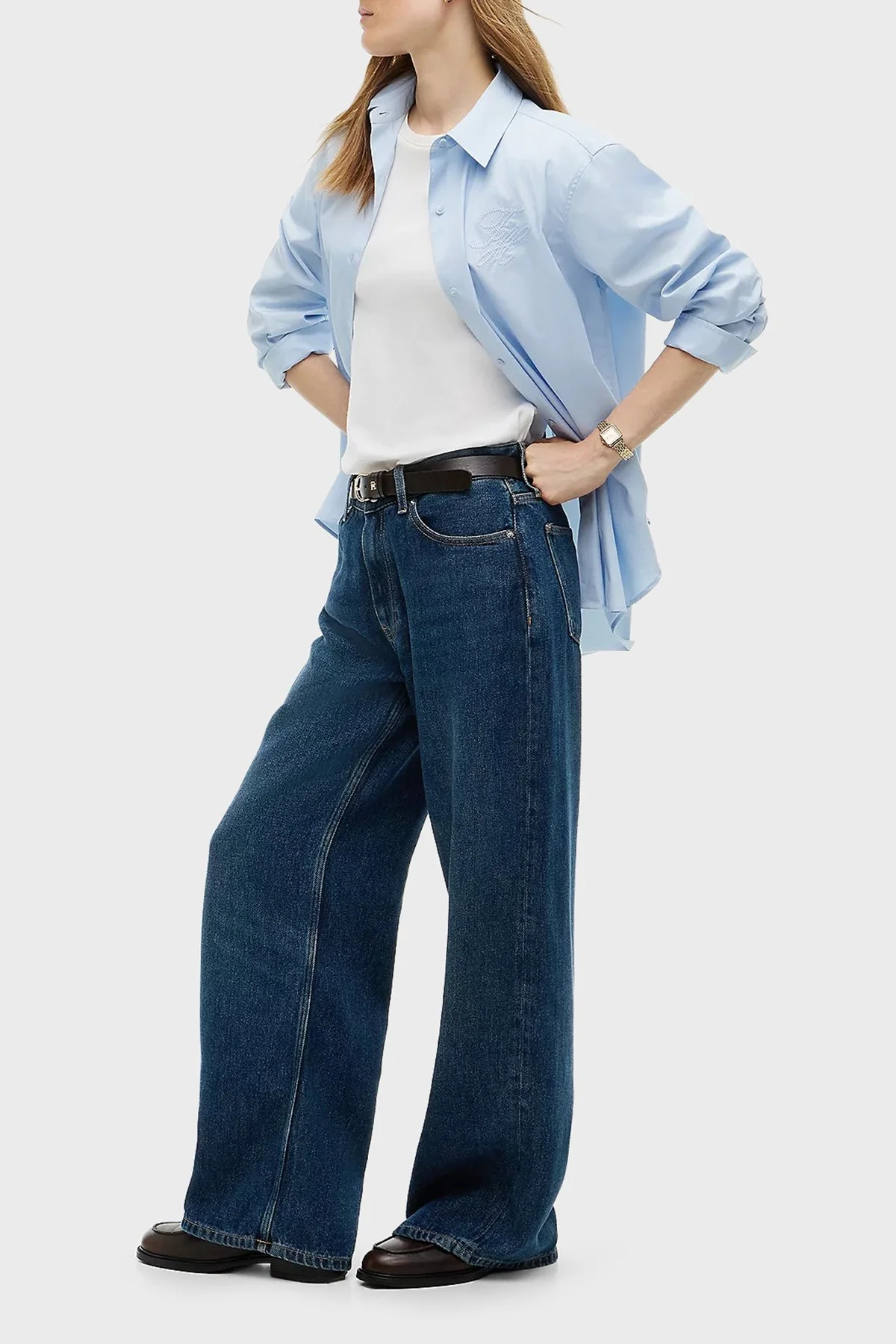 Tommy Hilfiger Pamuklu Wide Leg Fit Bol Paça Jeans Kadın Kot Pantolon WW0WW51488 1BM Koyu mavi - 4