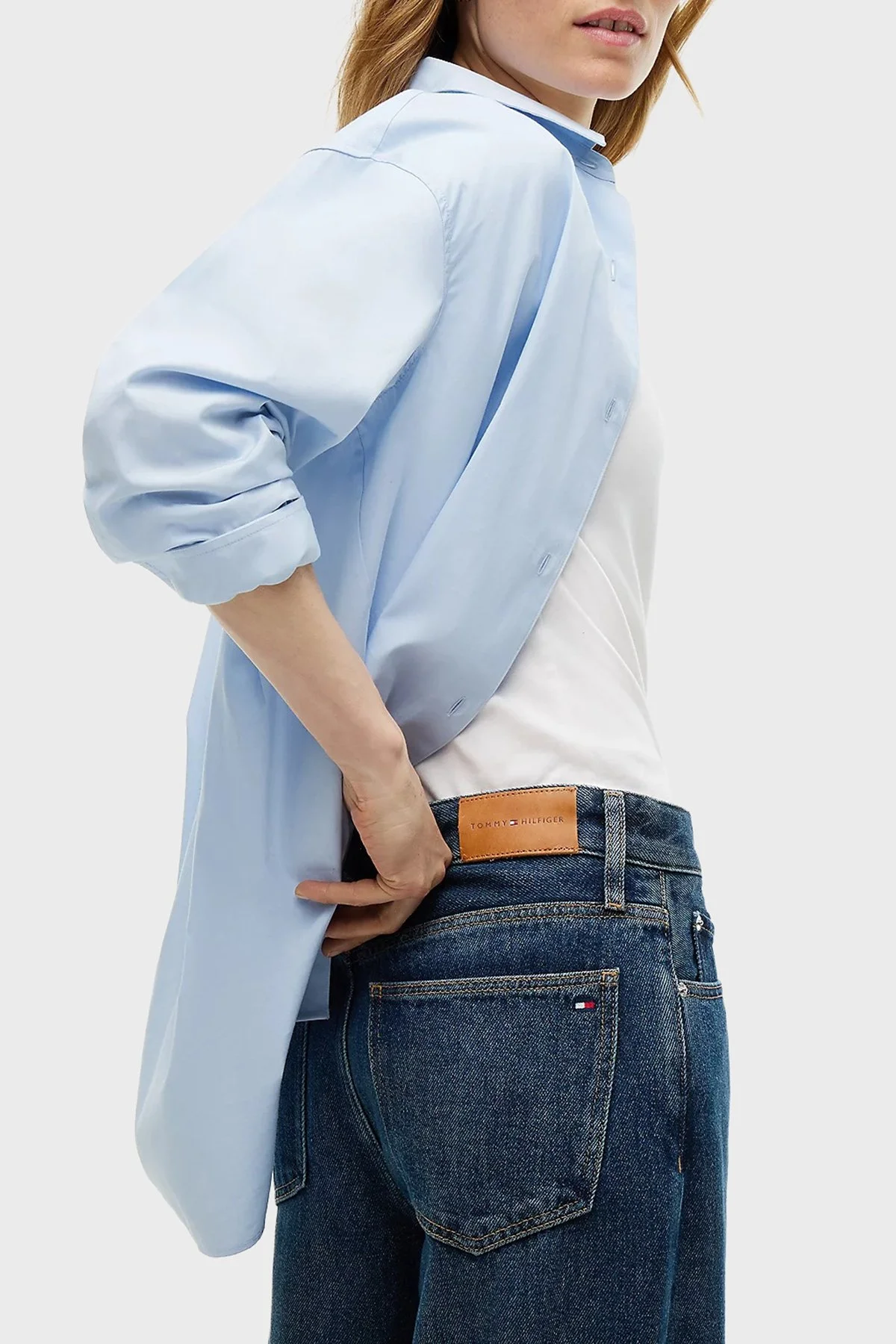 Tommy Hilfiger Pamuklu Wide Leg Fit Bol Paça Jeans Kadın Kot Pantolon WW0WW51488 1BM Koyu mavi - 6