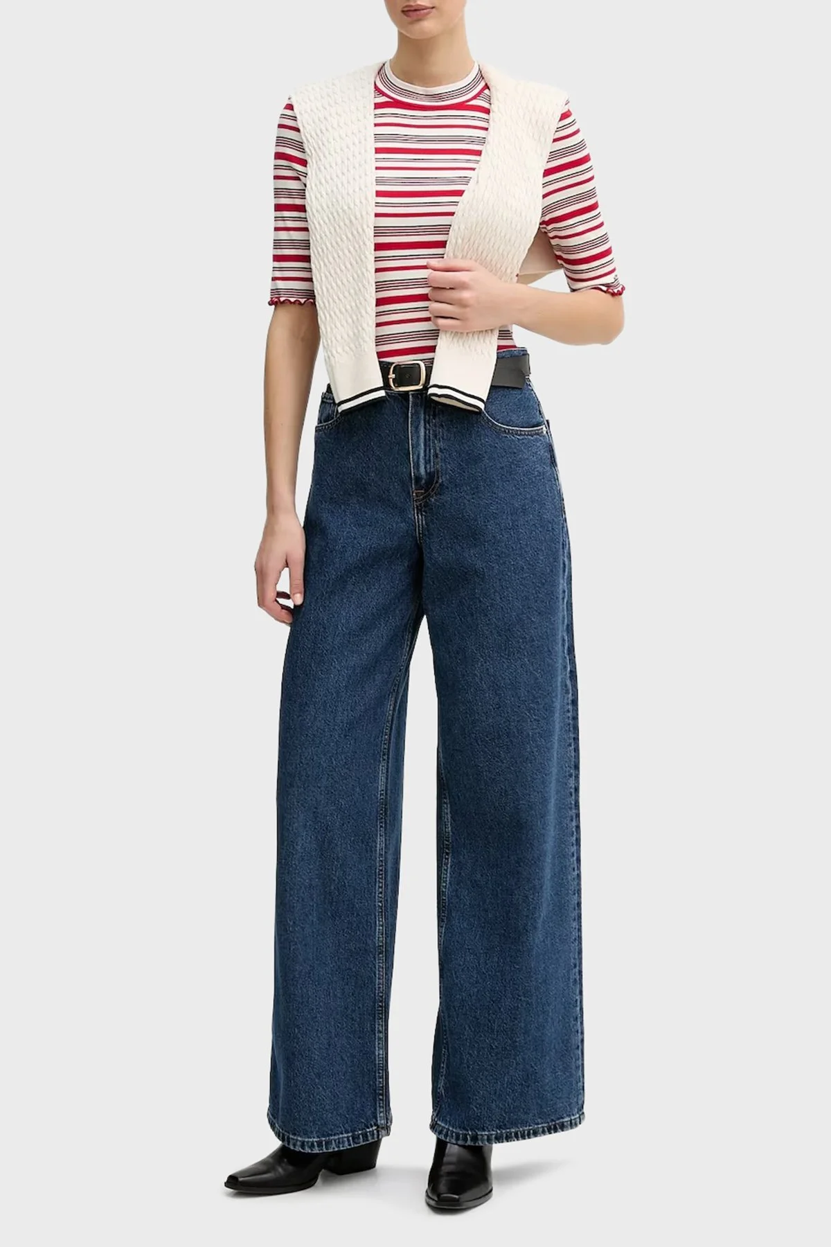 Tommy Hilfiger Pamuklu Wide Leg Fit Yüksek Bel Jeans Bayan Kot Pantolon WW0WW47695 1A5 MAVİ - 2