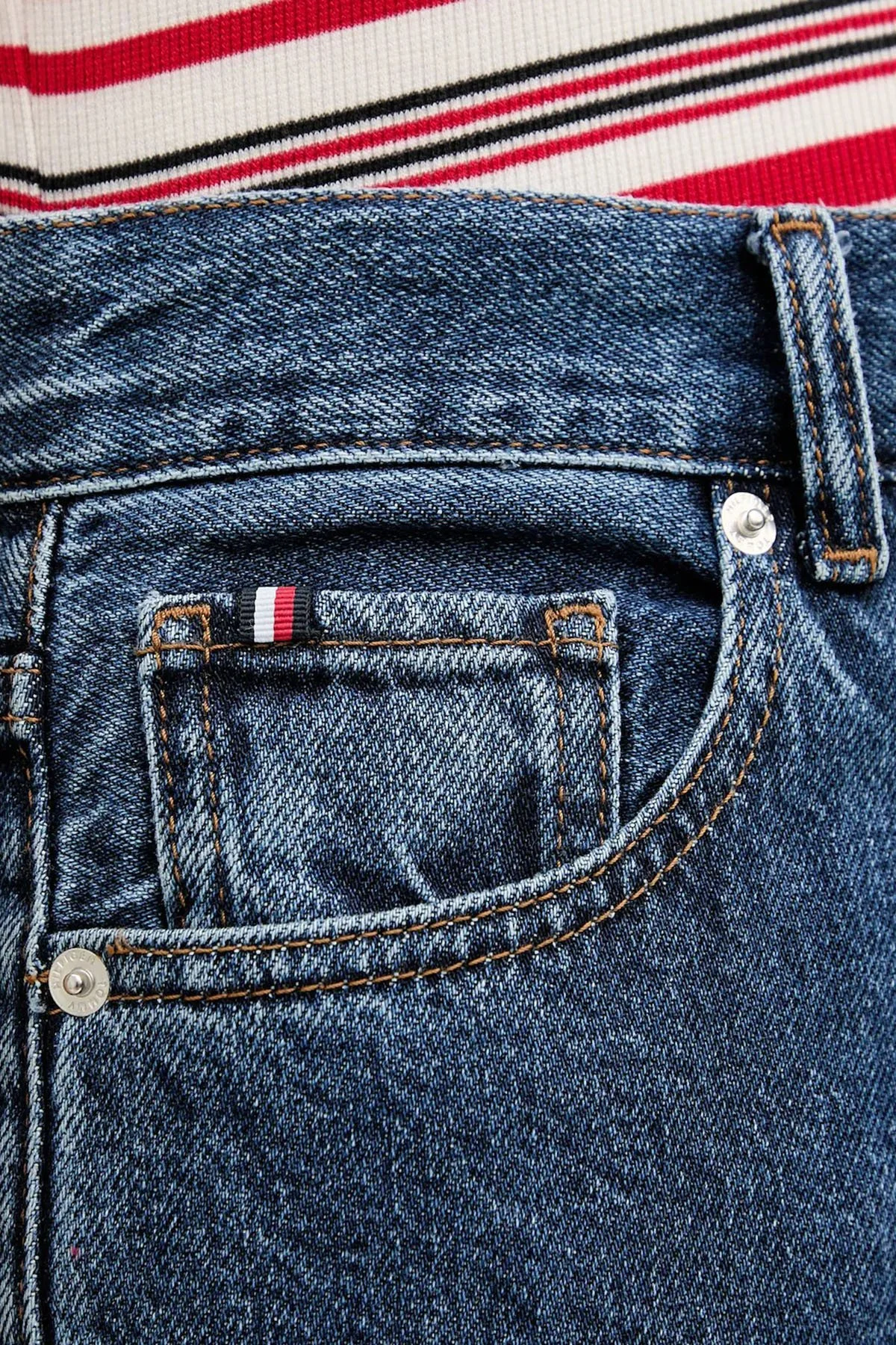 Tommy Hilfiger Pamuklu Wide Leg Fit Yüksek Bel Jeans Bayan Kot Pantolon WW0WW47695 1A5 MAVİ - 4