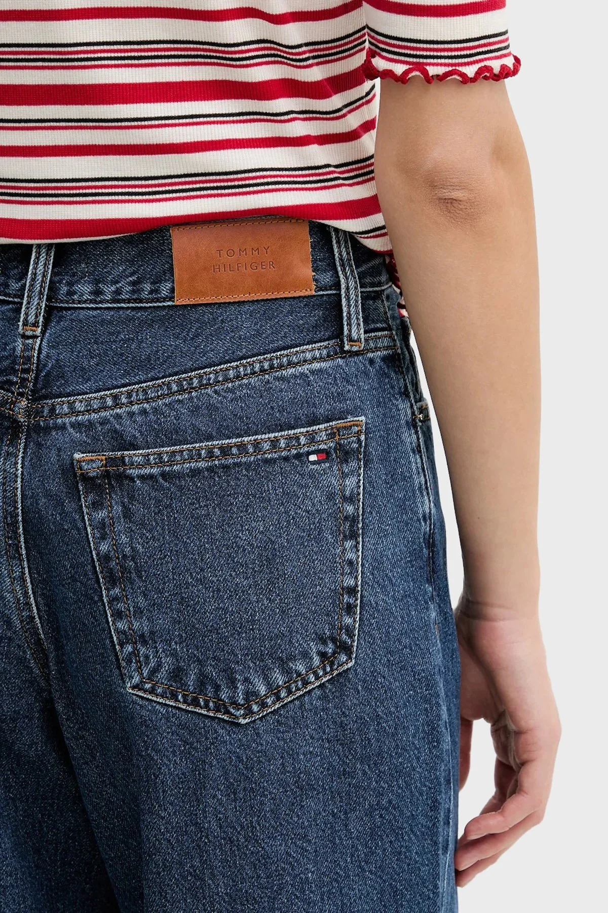 Tommy Hilfiger Pamuklu Wide Leg Fit Yüksek Bel Jeans Bayan Kot Pantolon WW0WW47695 1A5 MAVİ - 5