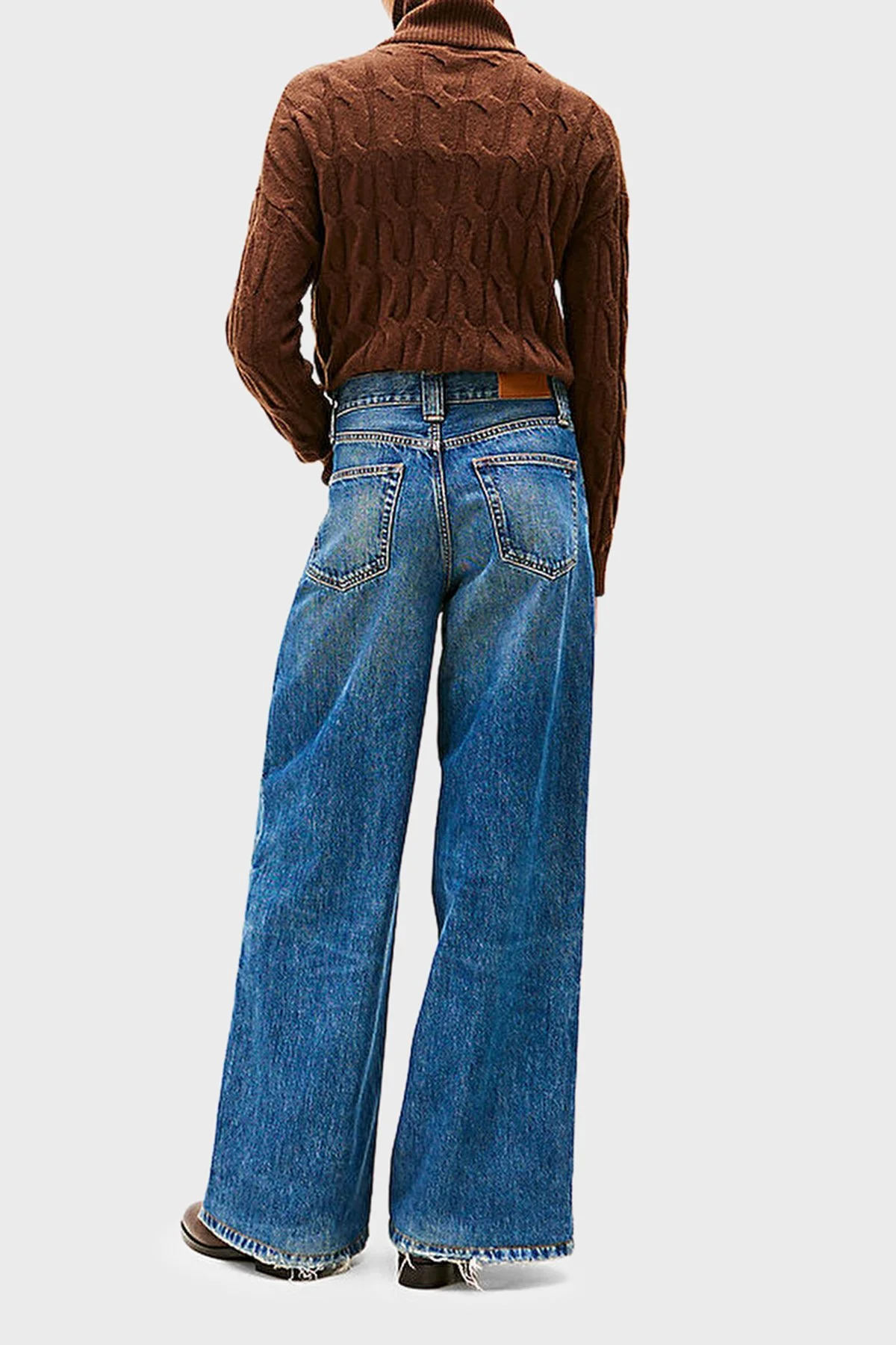 Tommy Hilfiger Pamuklu Wide Leg Yüksek Bel Geniş Paça Jeans Bayan Kot Pantolon WW0WW46731 1A5 MAVİ - 3