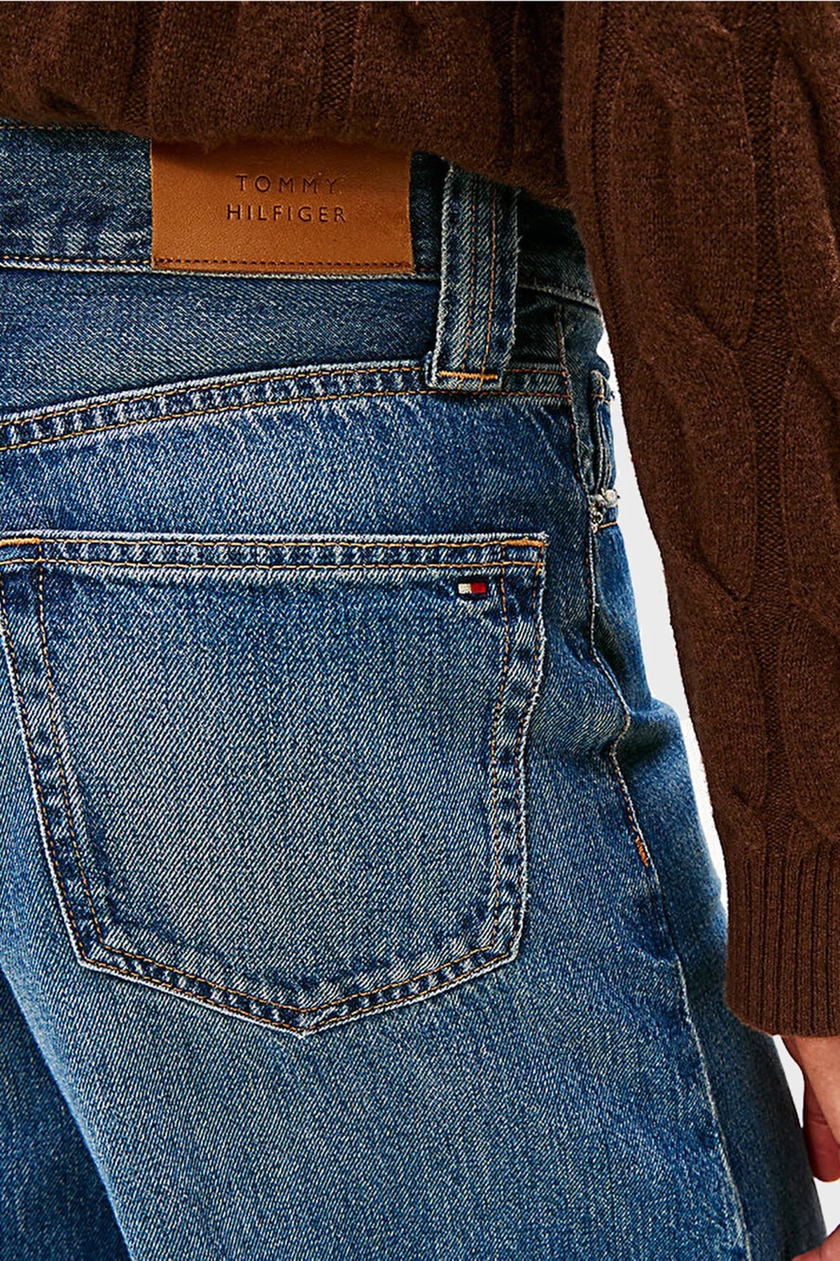 Tommy Hilfiger Pamuklu Wide Leg Yüksek Bel Geniş Paça Jeans Bayan Kot Pantolon WW0WW46731 1A5 MAVİ - 4