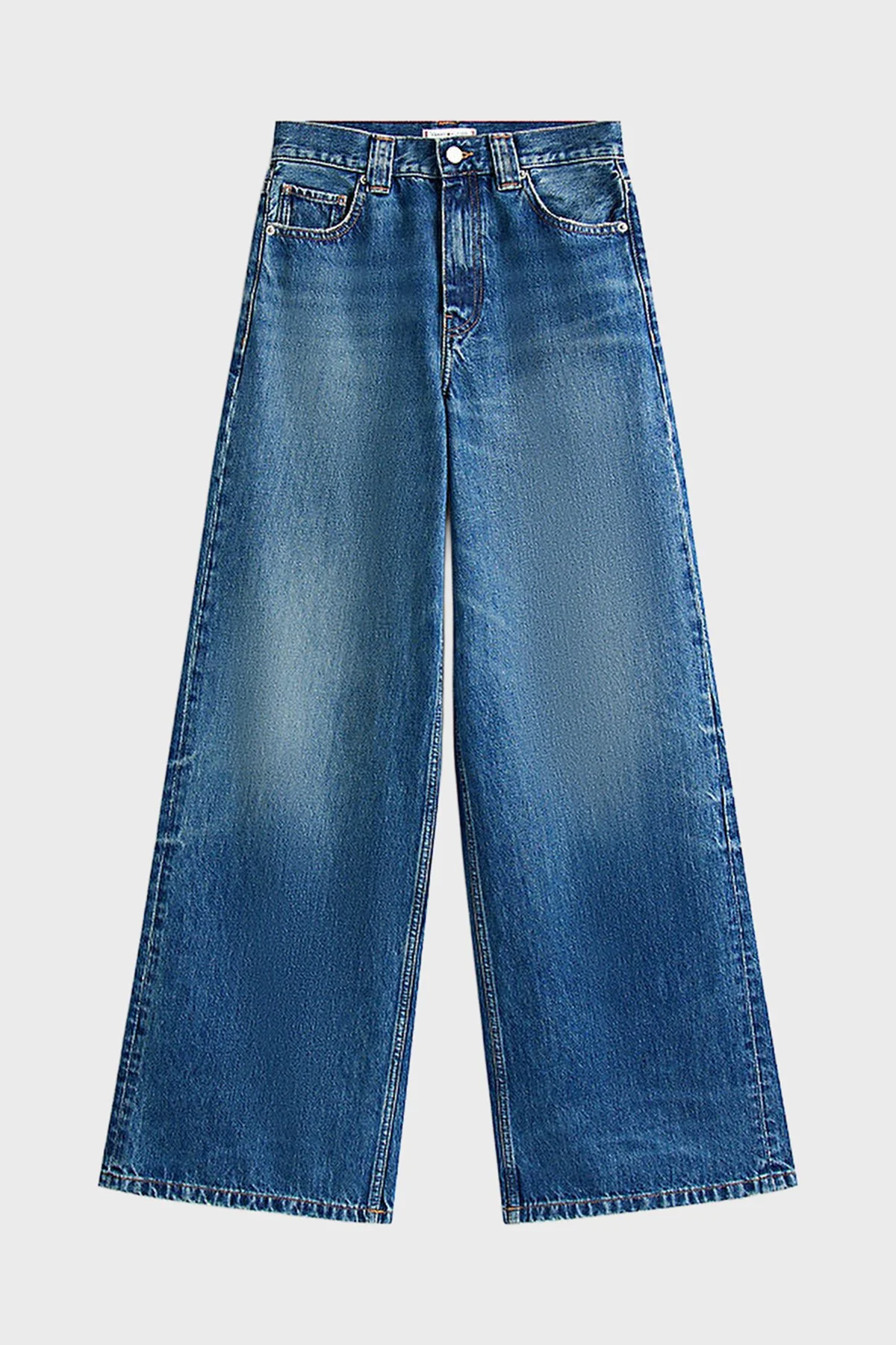 Tommy Hilfiger Pamuklu Wide Leg Yüksek Bel Geniş Paça Jeans Bayan Kot Pantolon WW0WW46731 1A5 MAVİ - 5