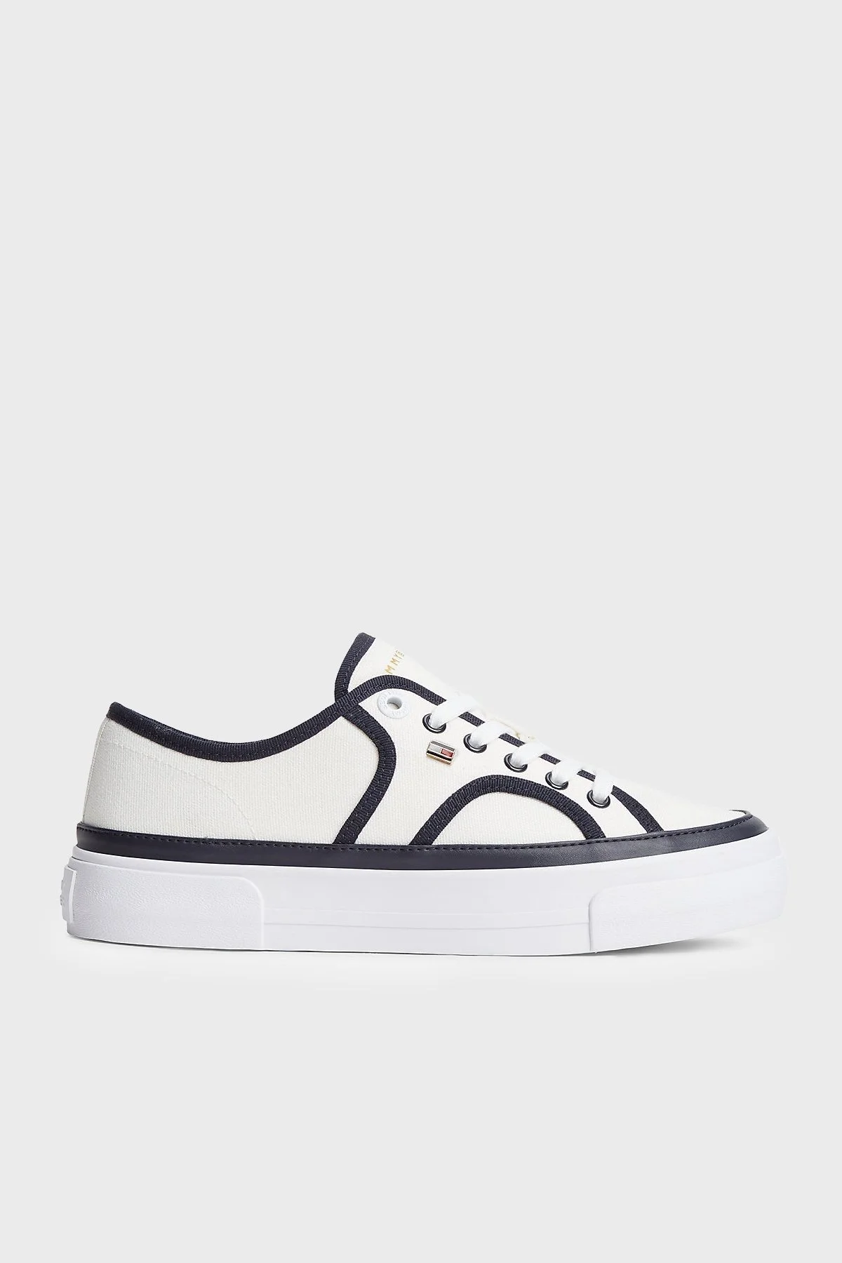 Tommy Hilfiger Platform Kanvas Sneaker Kadın Ayakkabı FW0FW09394 0G7 Ekru - 1